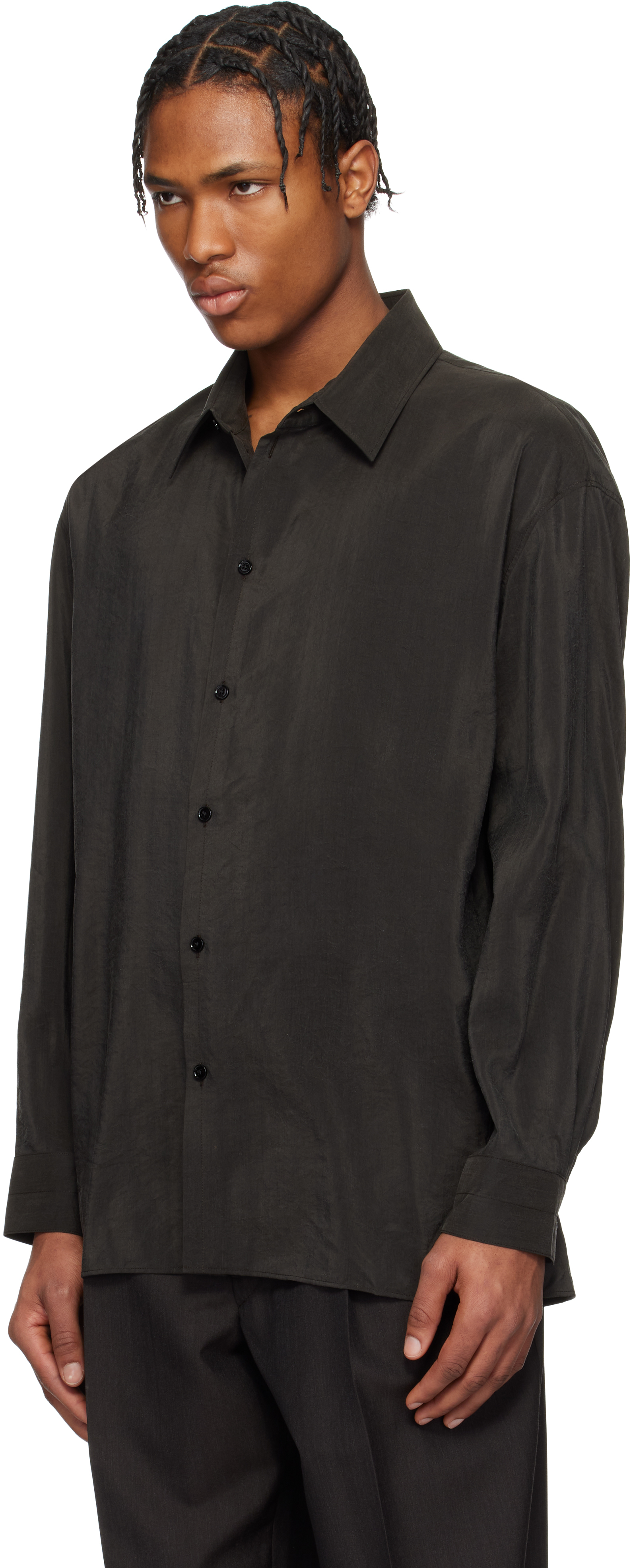 Lemaire Brown Twisted Shirt In Br507 Dark Espresso