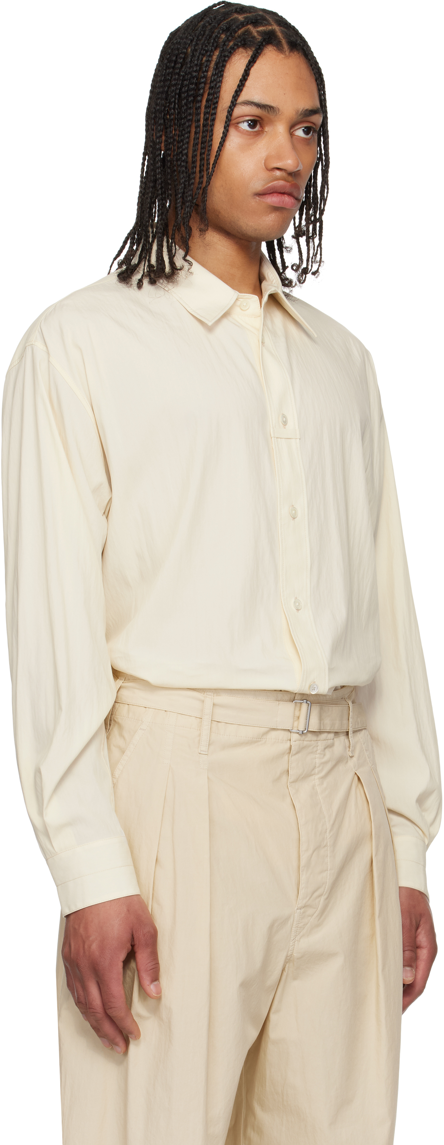 Lemaire Off-white Loop Shirt In Wh014 Creamy White
