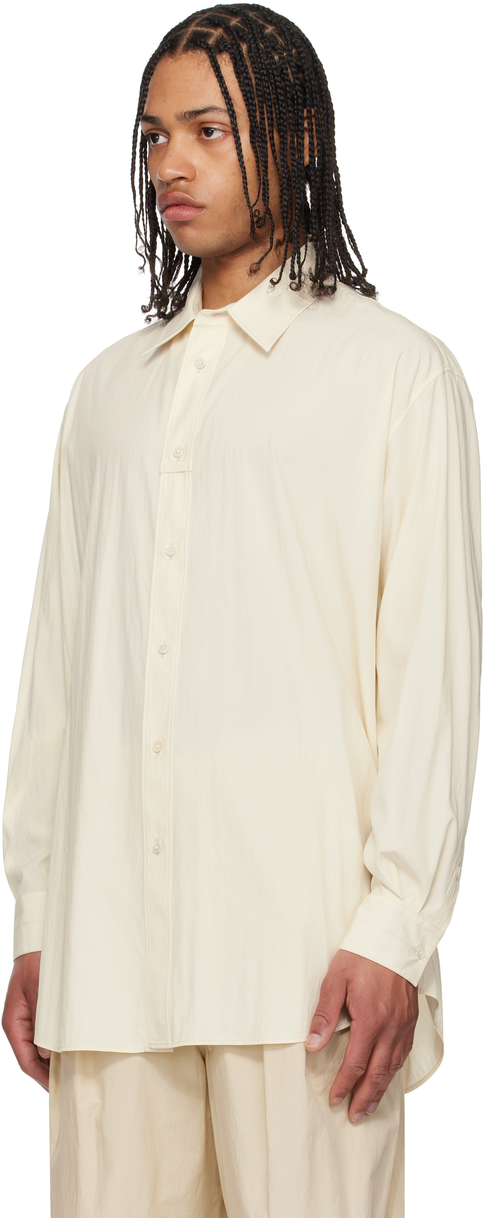 Lemaire Off-white Loop Shirt In Wh014 Creamy White