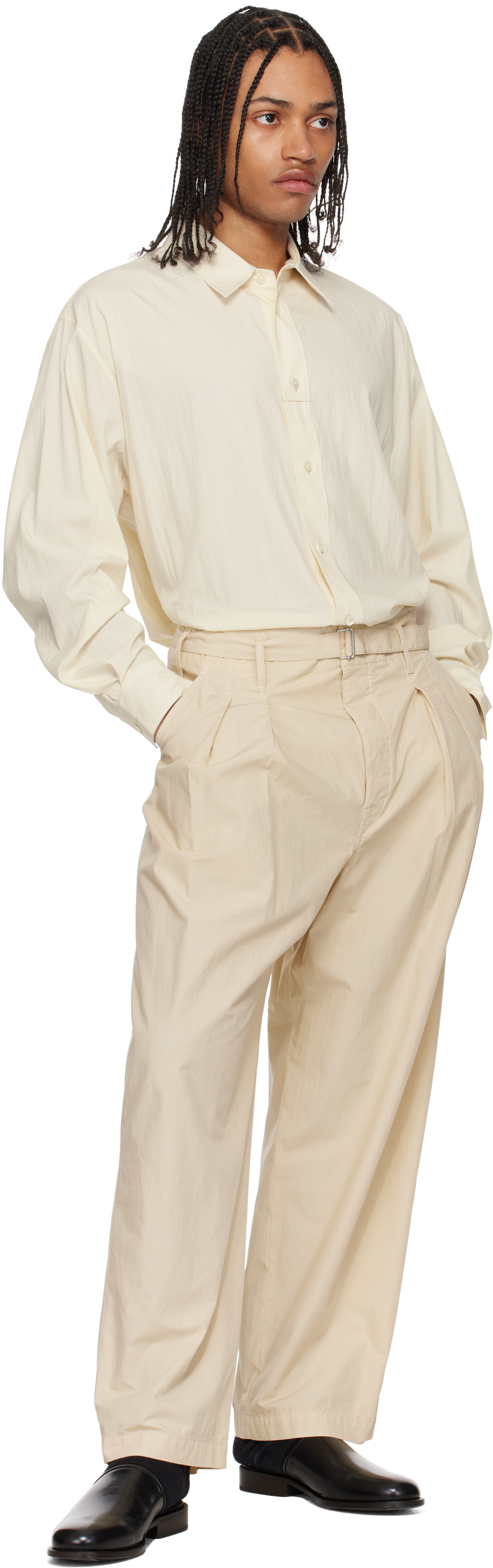 Lemaire Off-white Loop Shirt In Wh014 Creamy White