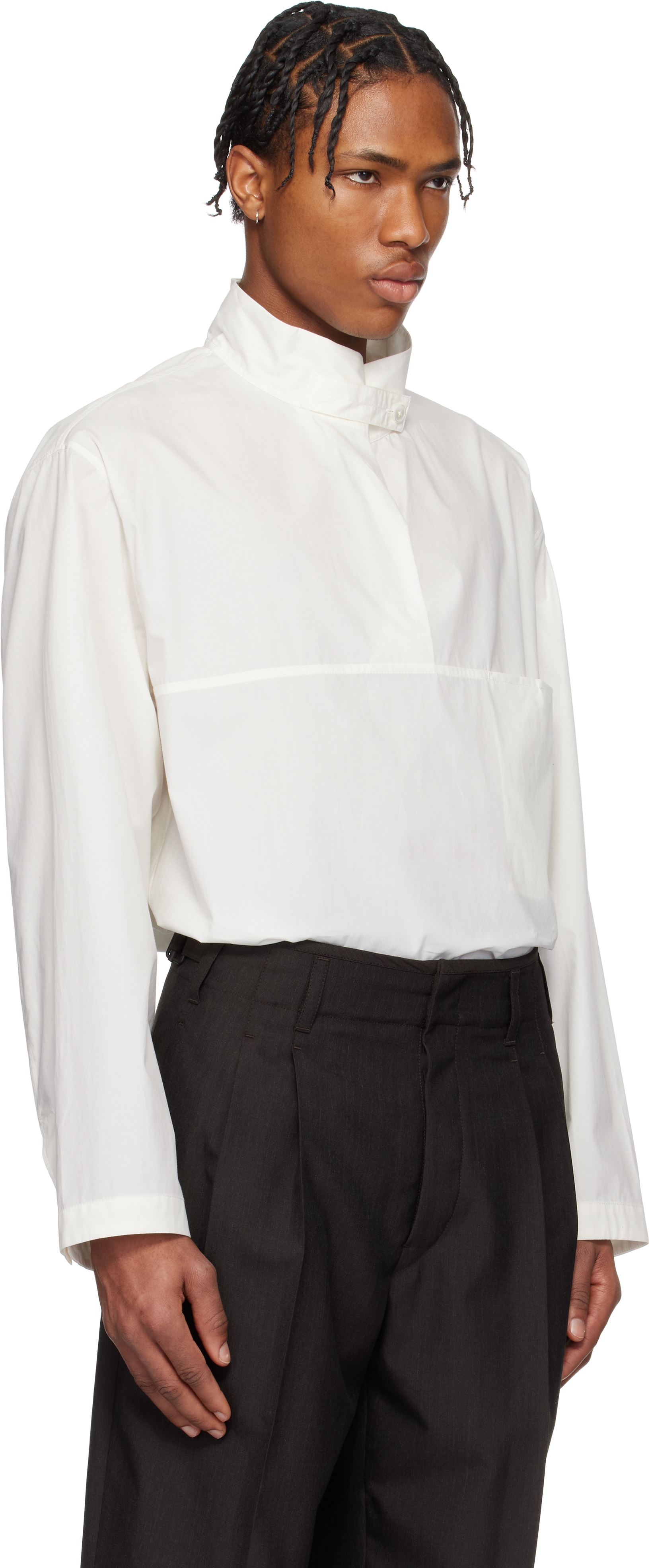 Lemaire White Vareuse Shirt In Wh001 Chalk