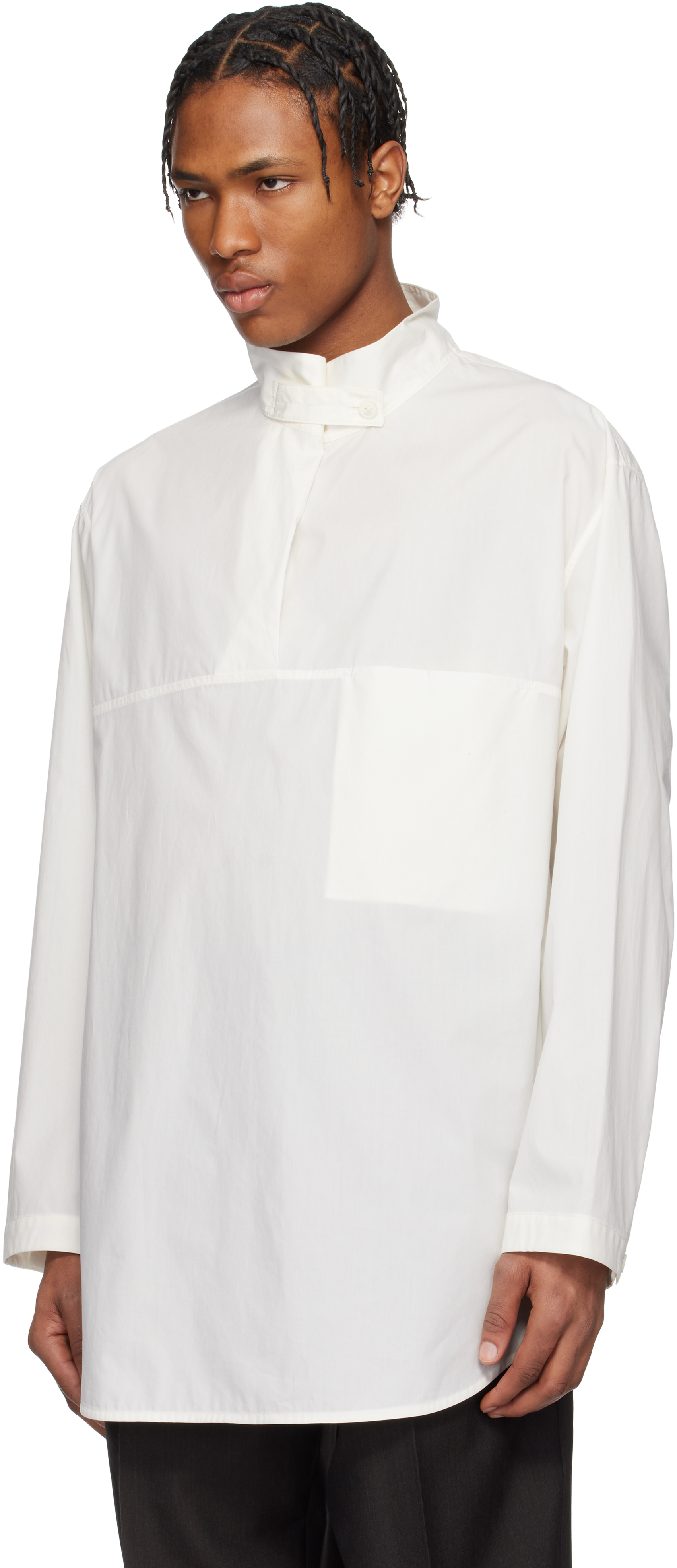 Lemaire White Vareuse Shirt In Wh001 Chalk