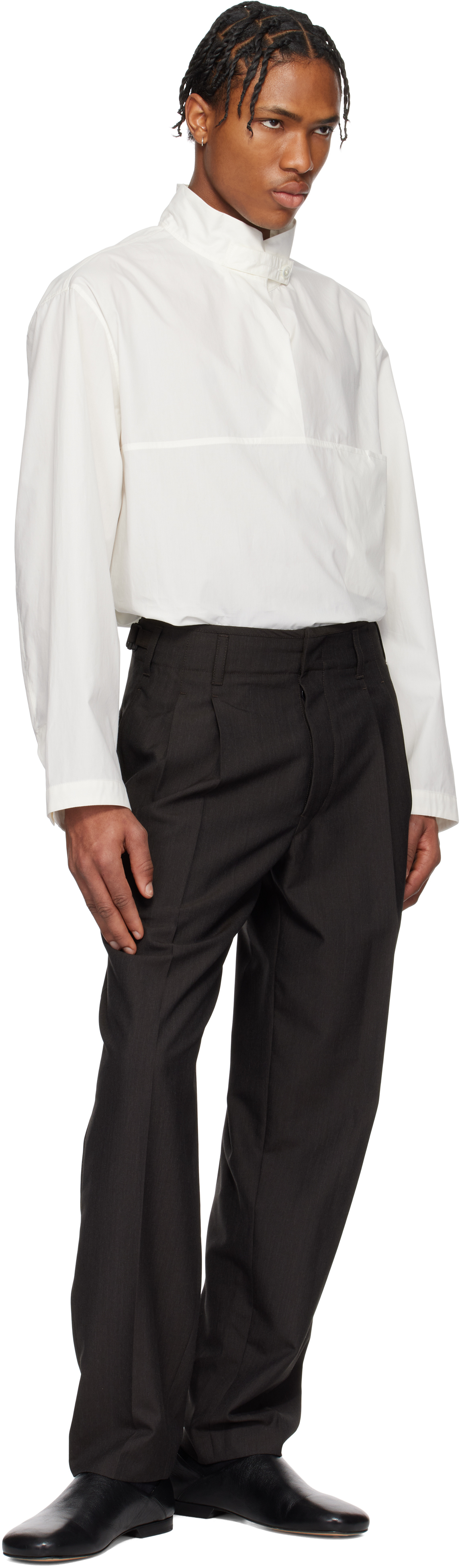 Lemaire White Vareuse Shirt In Wh001 Chalk
