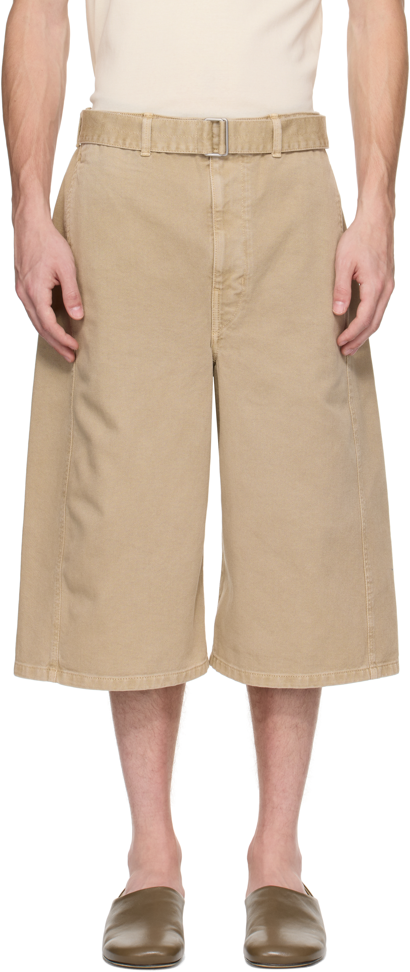 Taupe Twisted Denim Shorts