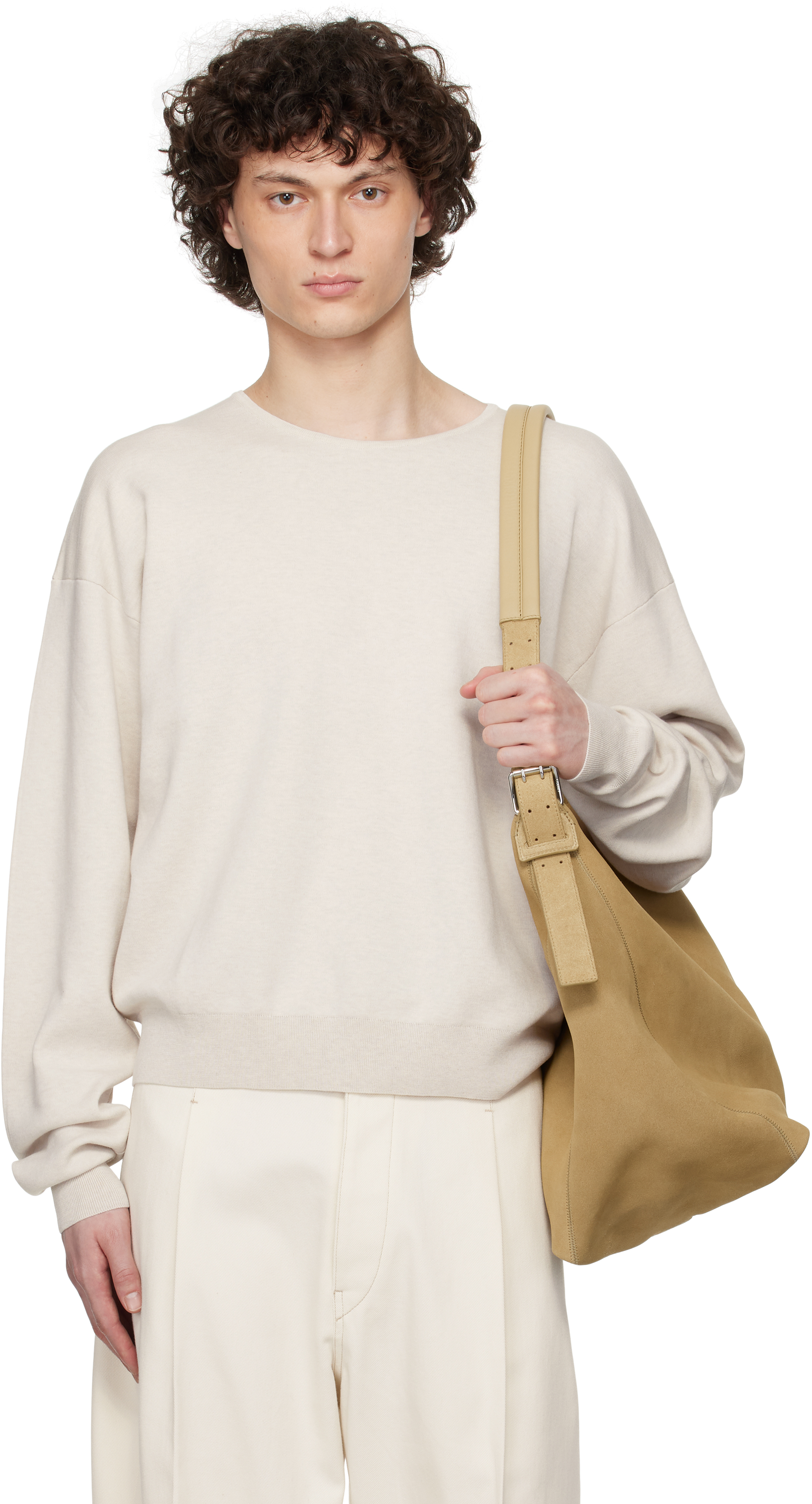LEMAIRE: Off-White Rib Long Sleeve Sweatshirt | SSENSE LEMAIRE: Off-White Rib Long Sleeve Sweatshirt | SSENSE