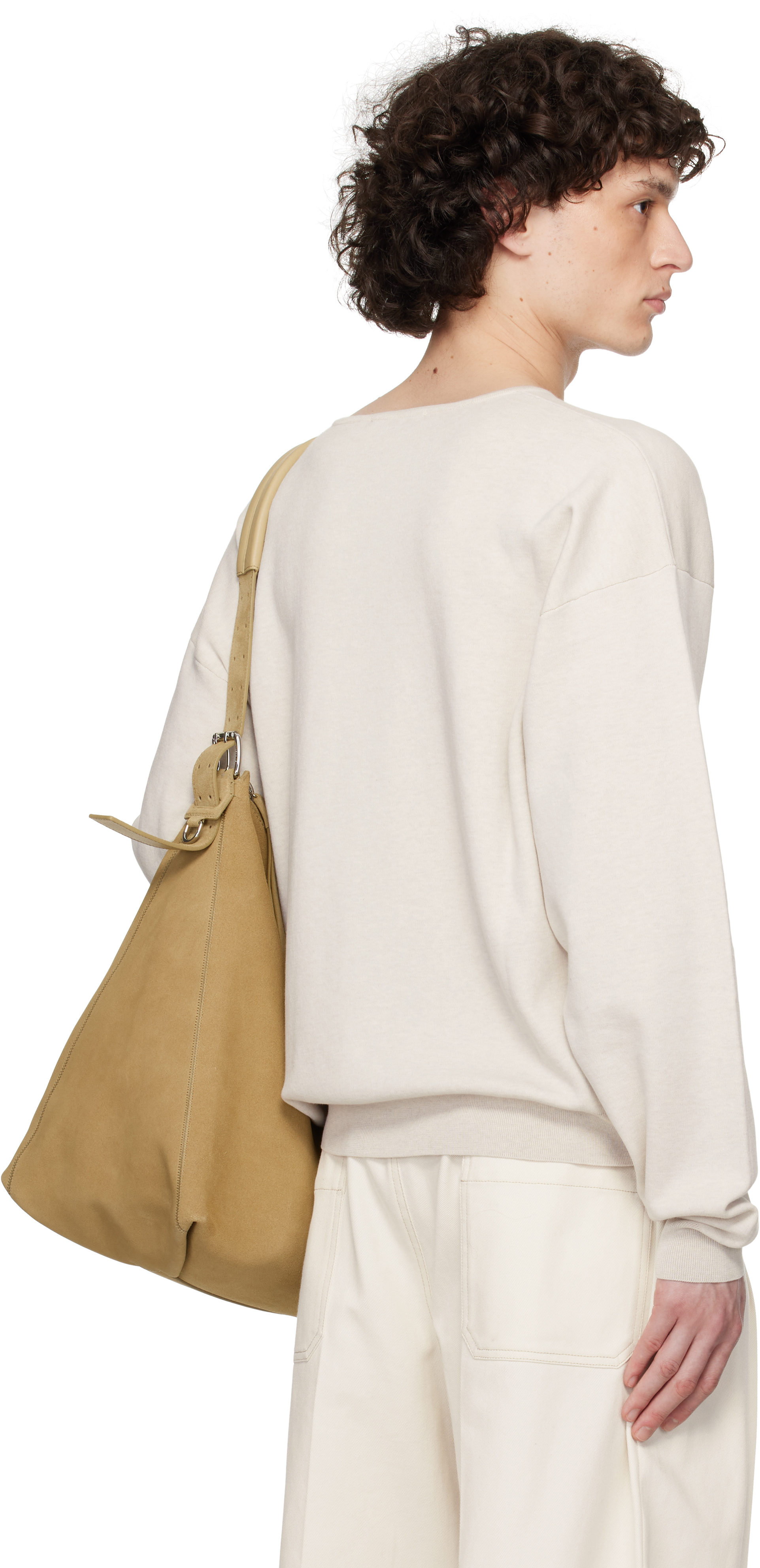 Lemaire Off-white Rib Long Sleeve Shirt In Bg266 Stone Beige Me