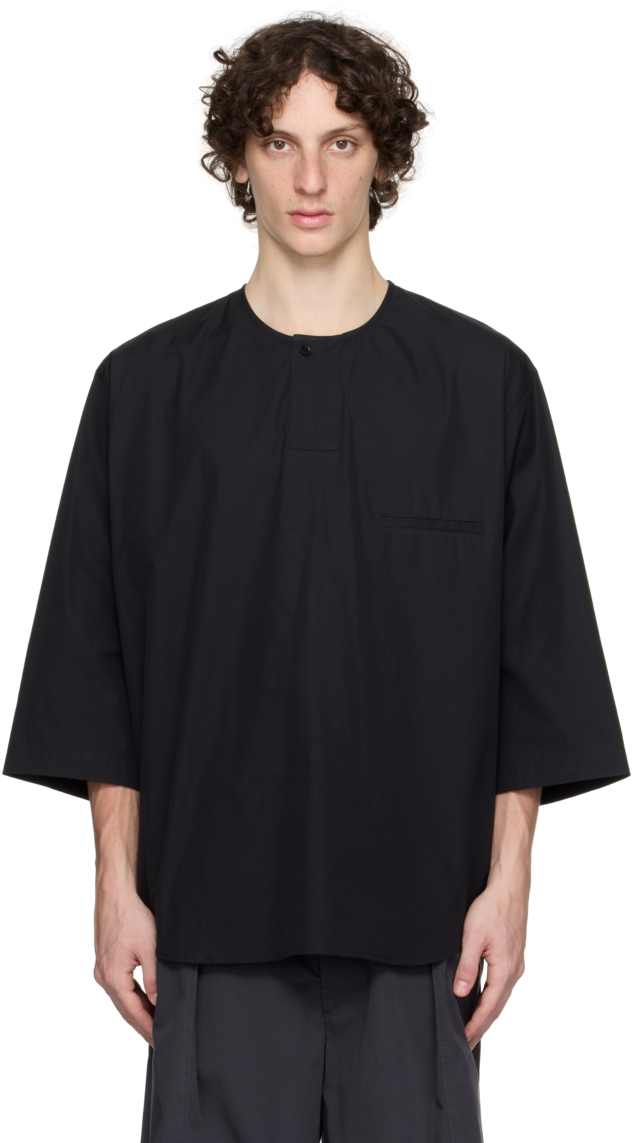 Black Short Sleeve Henley
