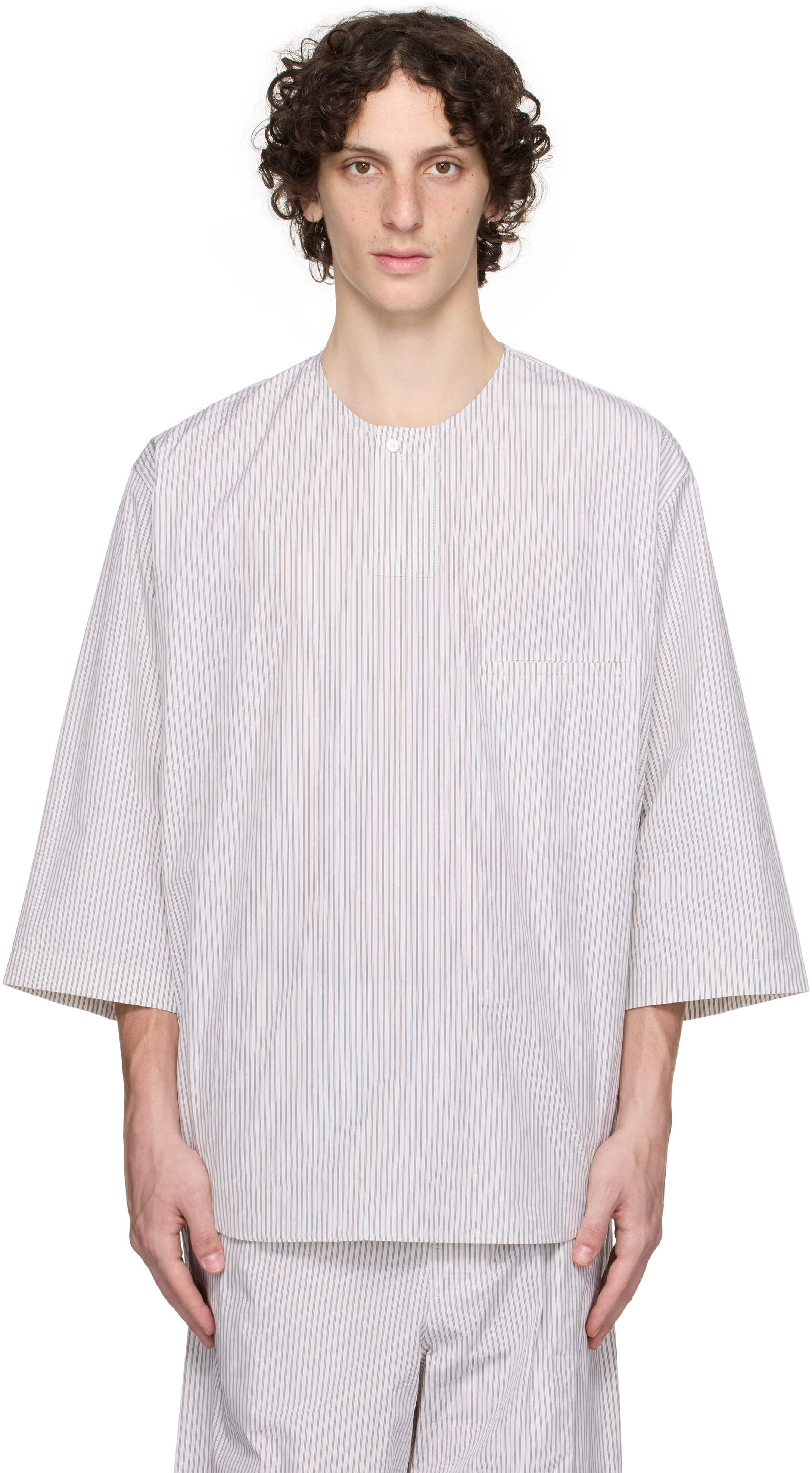 White Short Sleeve Henley