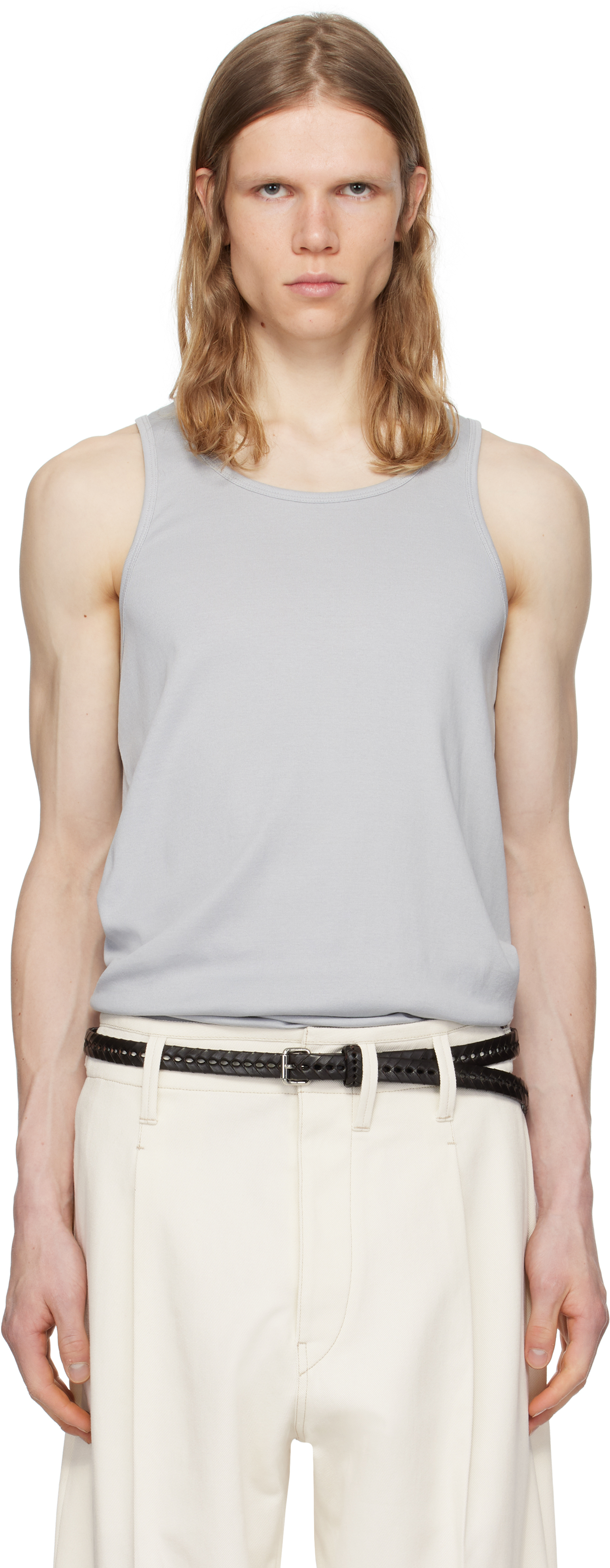 LEMAIRE タンクトップ LEMAIREのブルー コットン タンクトップがセール中