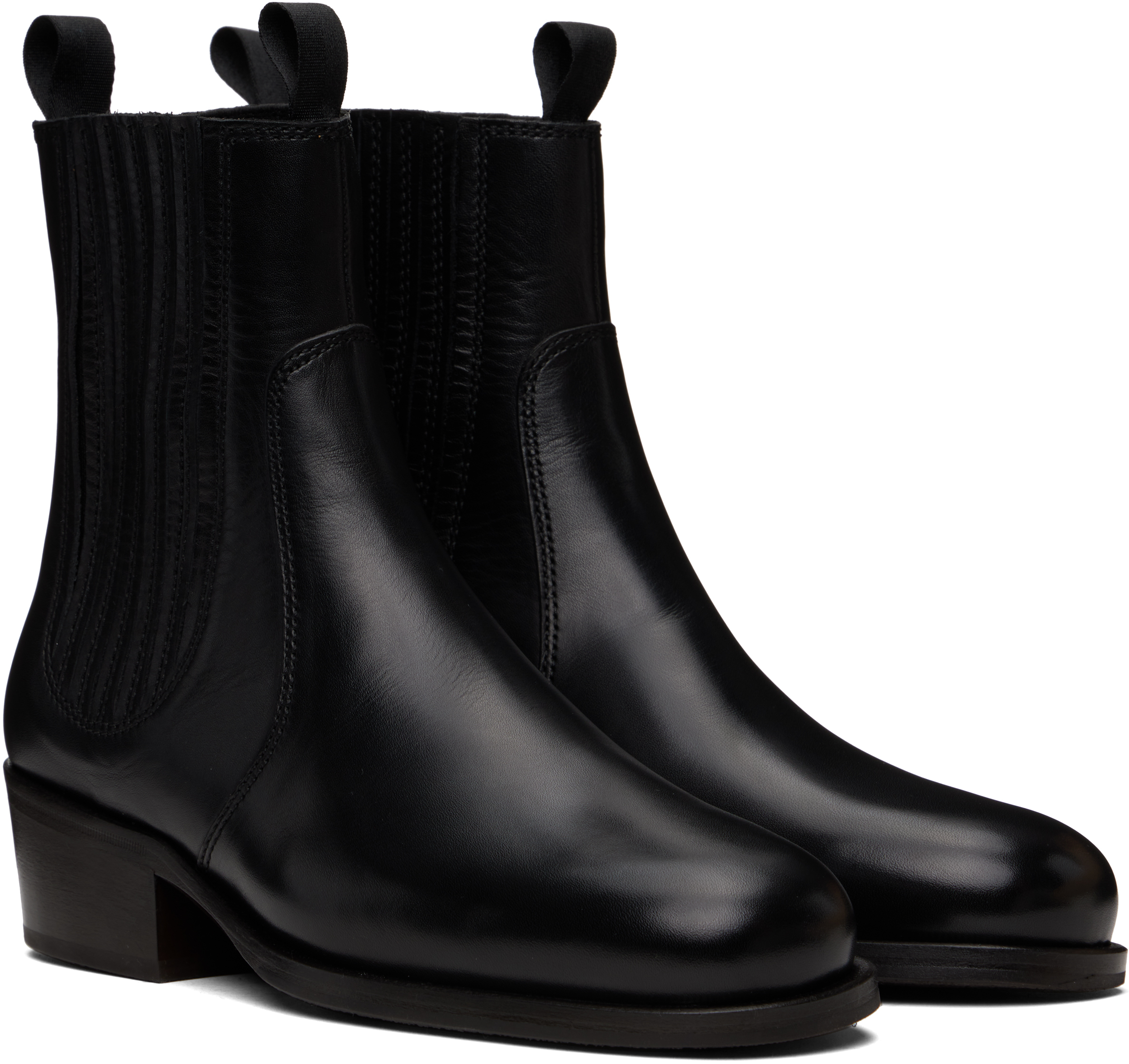 Lemaire Black Vegetable-tanned Chelsea Boots In Bk999 Black