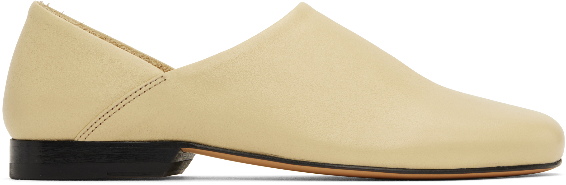 Lemaire Off-white Leather Slippers In Bg219 Mist