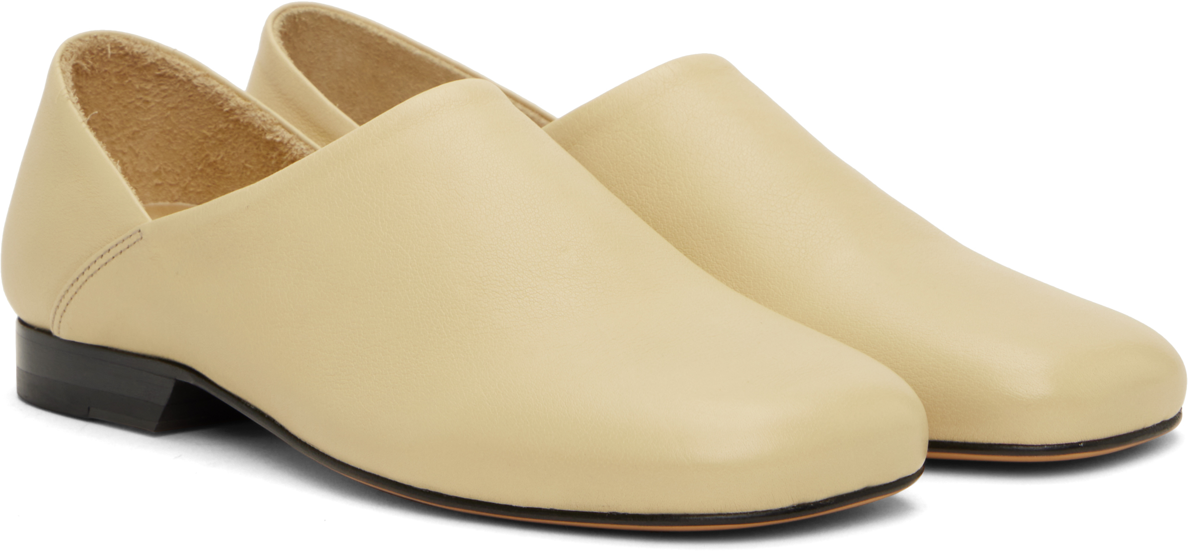 Lemaire Off-white Leather Slippers In Bg219 Mist