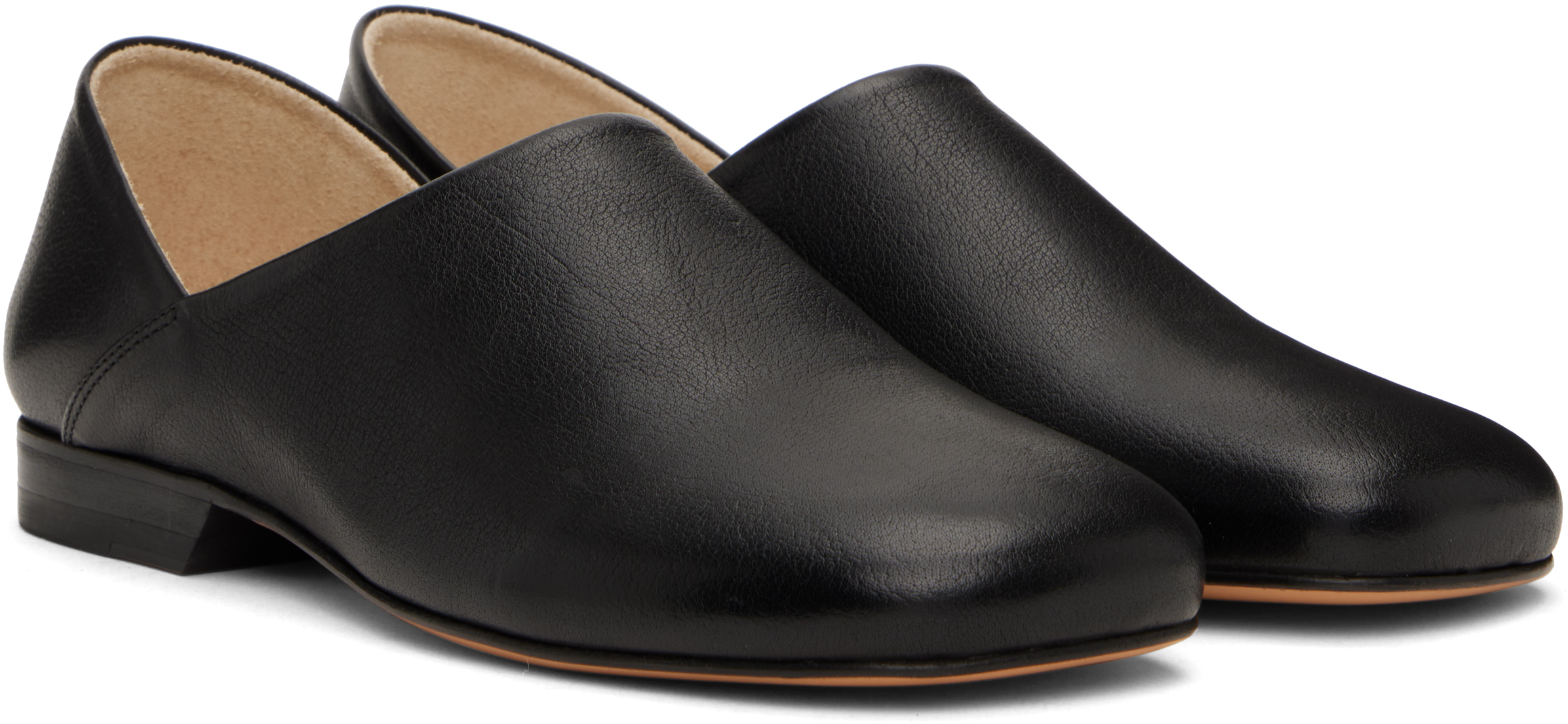 Lemaire Folding-heel Leather Slippers In Bk999 Black