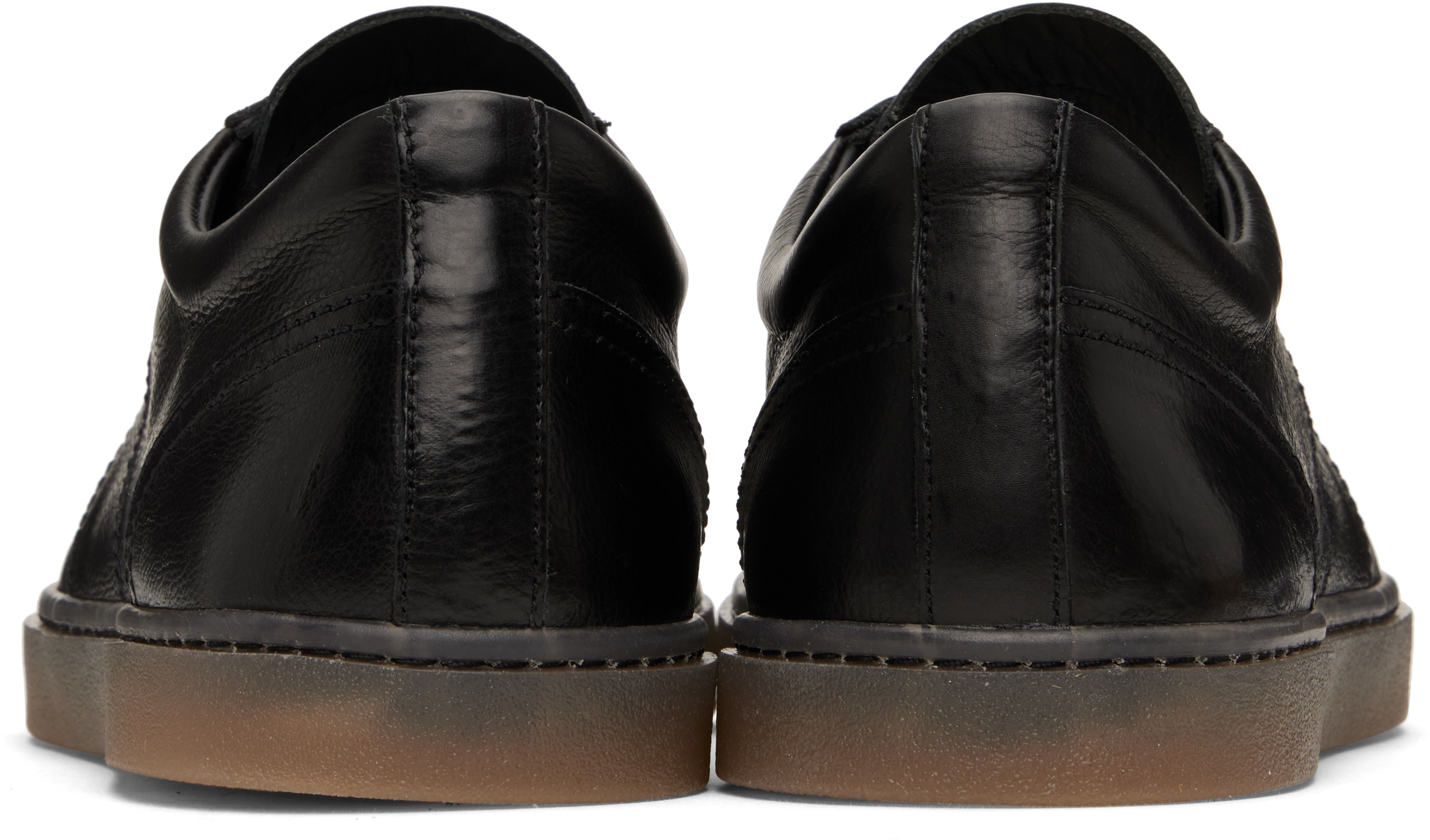 Lemaire Black Linoleum Laced Up Sneakers In Bk999 Black