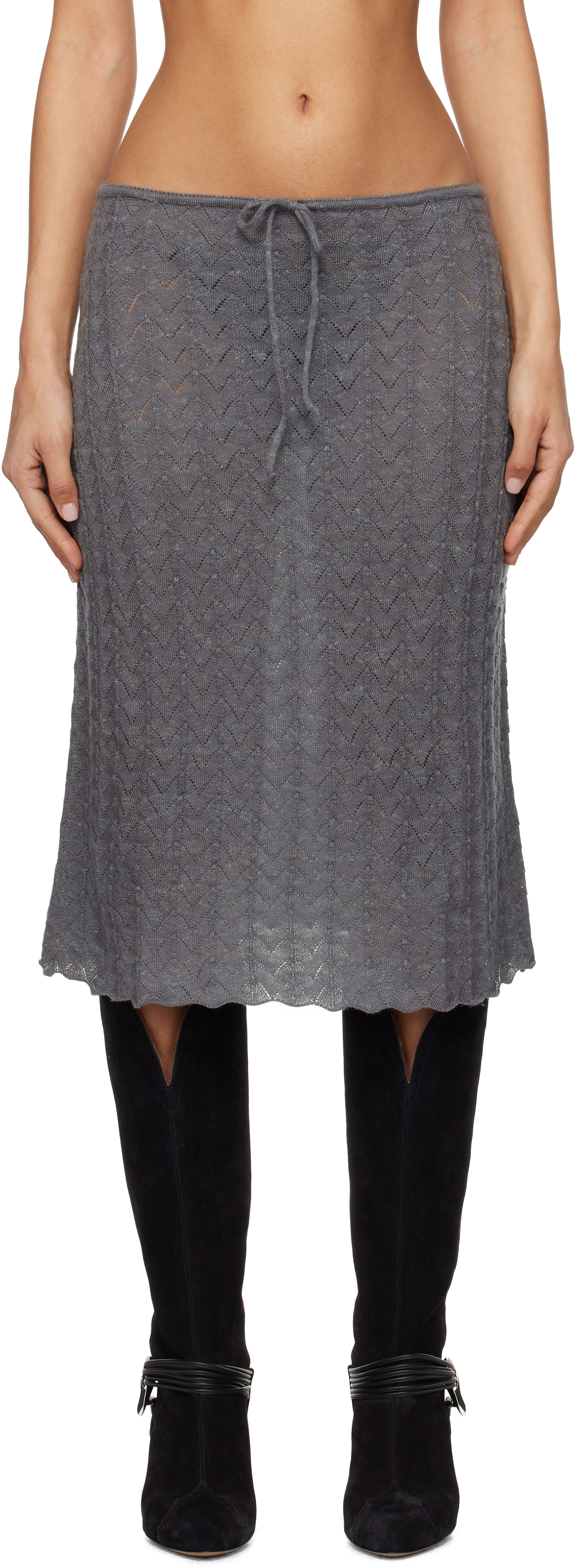 Gray Endrina Midi Skirt