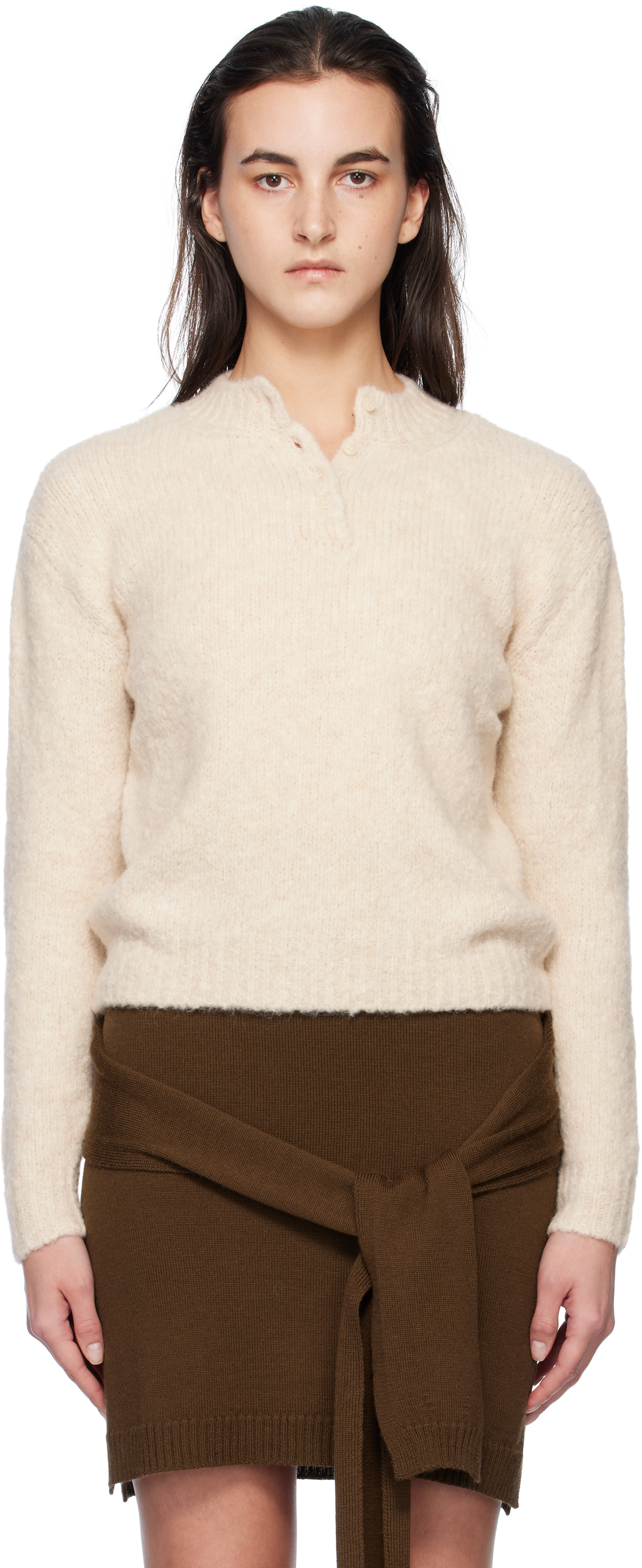 paloma wool オフショルダーライトグレーセーター FRAY I.D（フレイアイディー）の「ワイドオフショルダープル