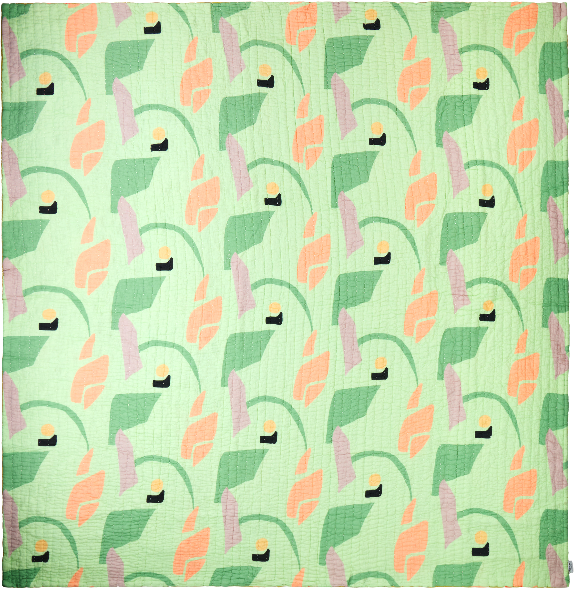 COLD PICNIC GREEN & KHAKI AVIARY EARLY SPRING LATE SUMMER KING QUILT