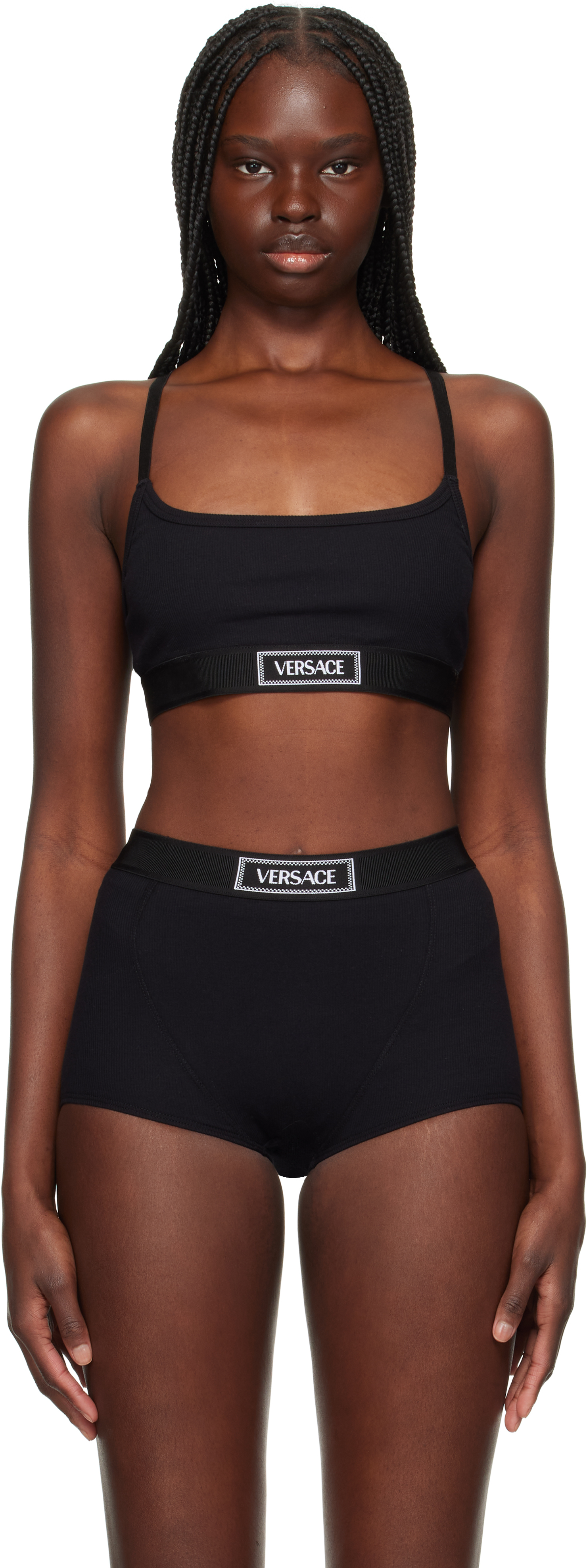 【関税込み】Versace Underwear ブラック Bio コットンリブ ブラ Versace Underwearのブラック Bio コットンリブ ブラがセール中