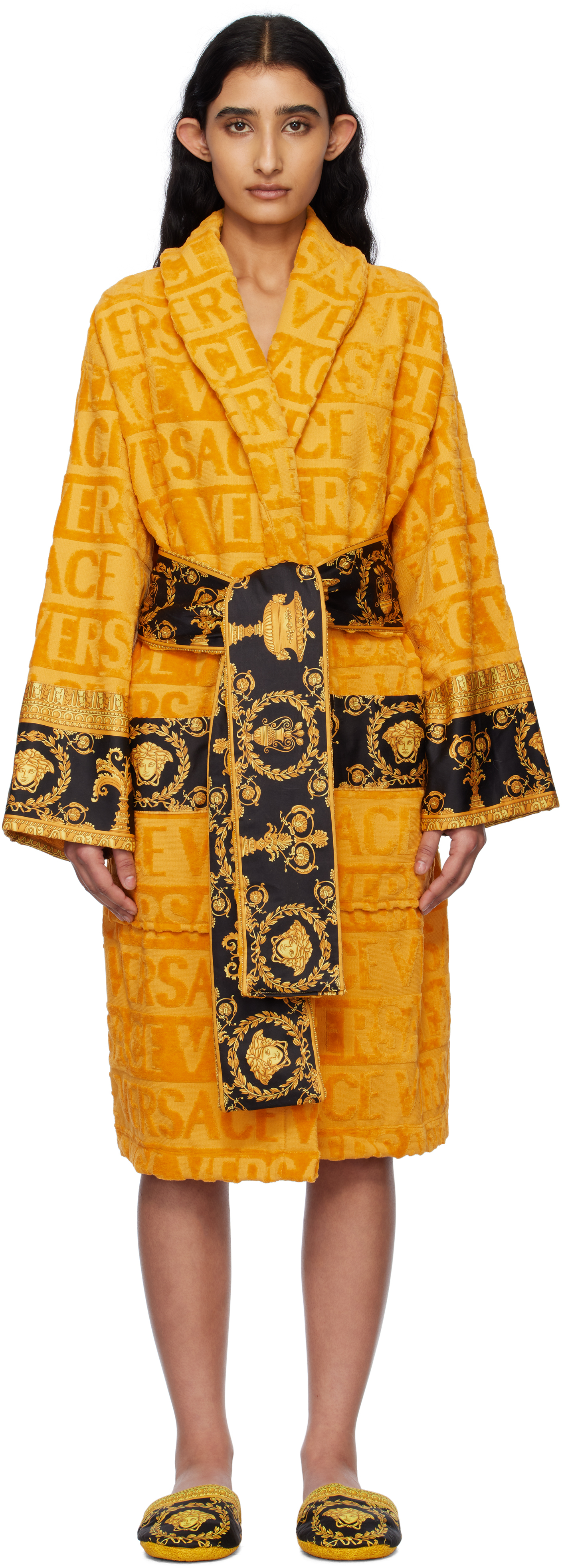 Versace Underwearのイエロー 'I Heart Baroque' バスローブが
