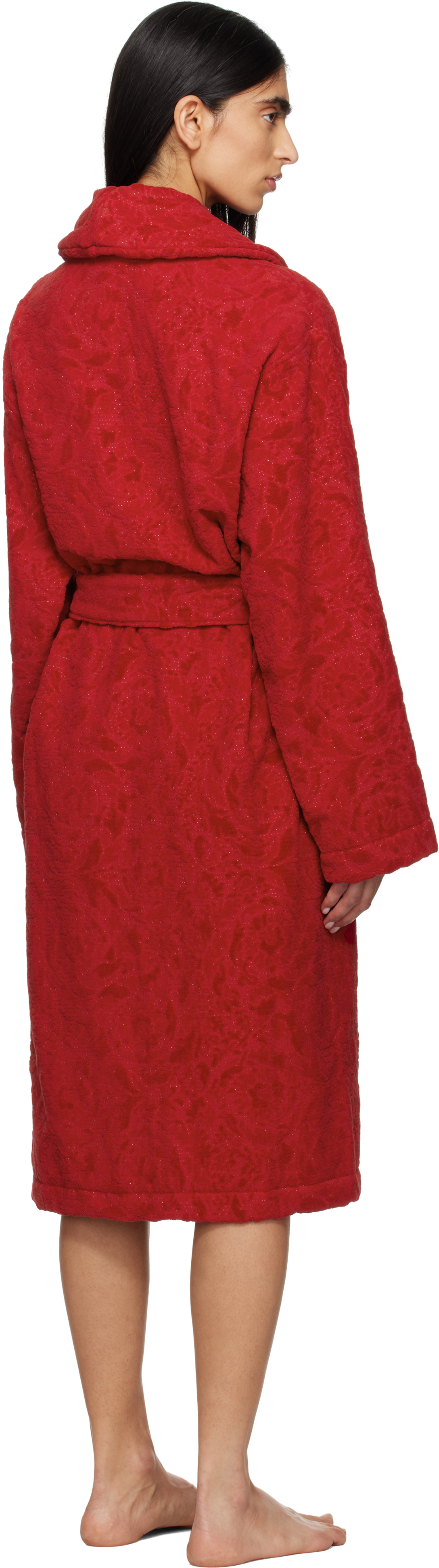 Versace Red Barocco Bathrobe In 1rb30-lipstick Red