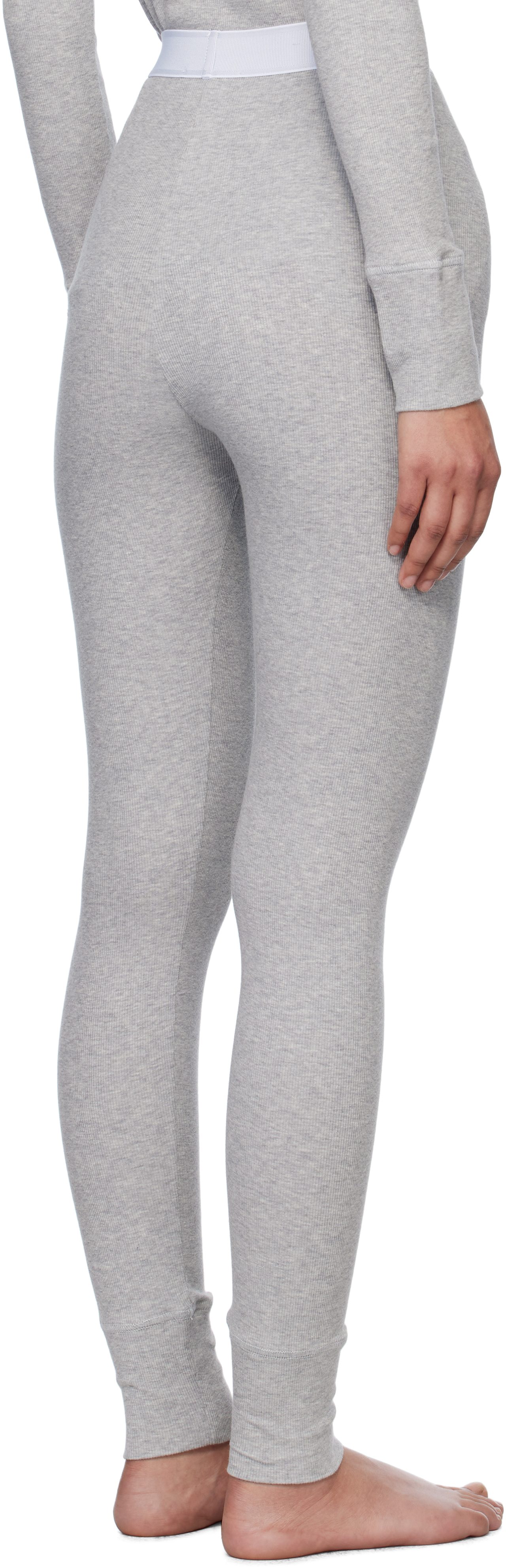 Versace Gray 90s Vintage Logo Ribbed Leggings In 1e130-grey Melanges