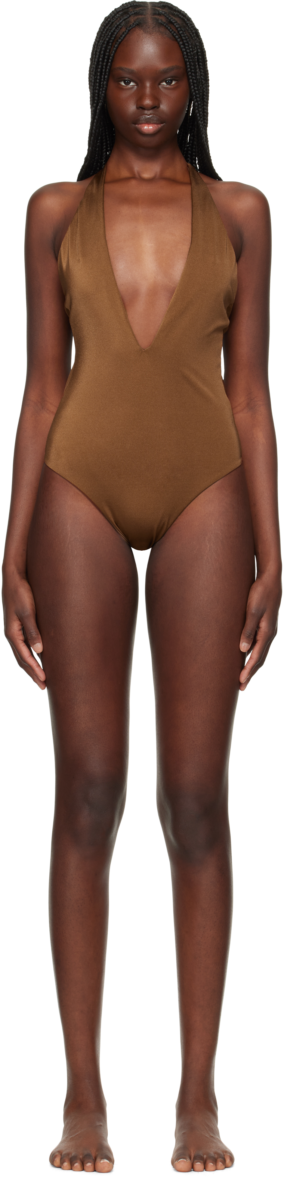 Brown Tex Rodi Modulo Spilla Swimsuit