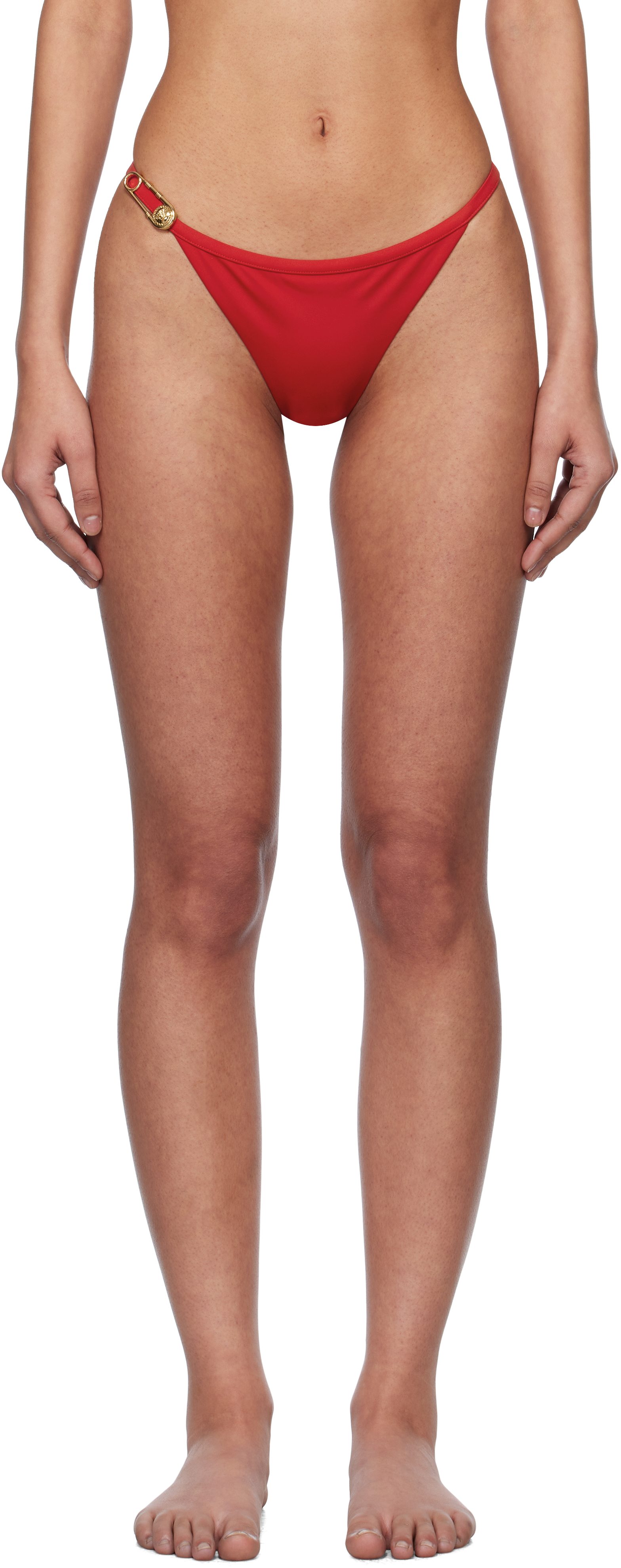 【Versace】セーフティピン ビキニボトム レッド Red Safety Pin Bikini Top by Versace Underwear on Sale