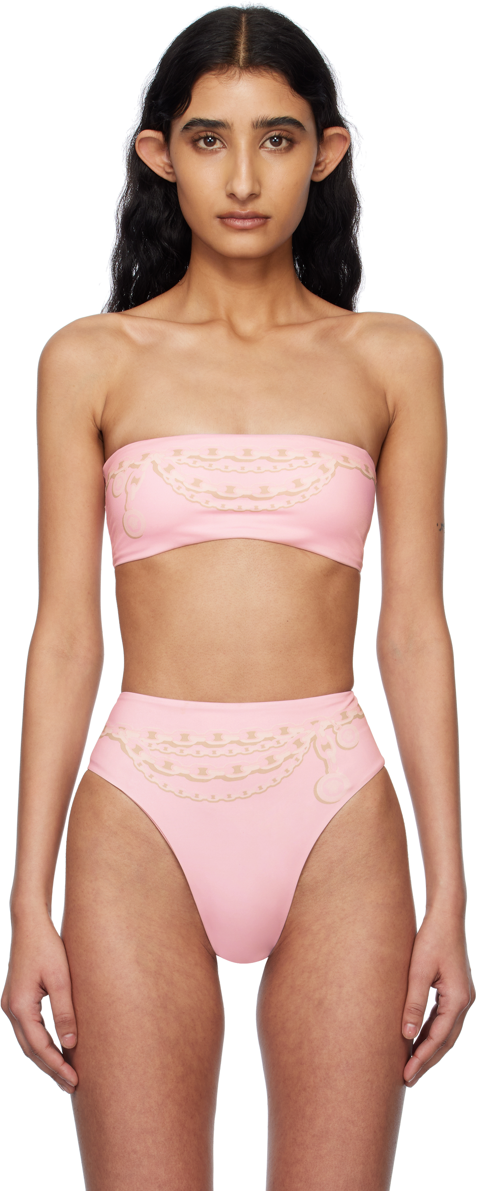 Versace Underwearのピンク グラフィック ビキニトップがセール中