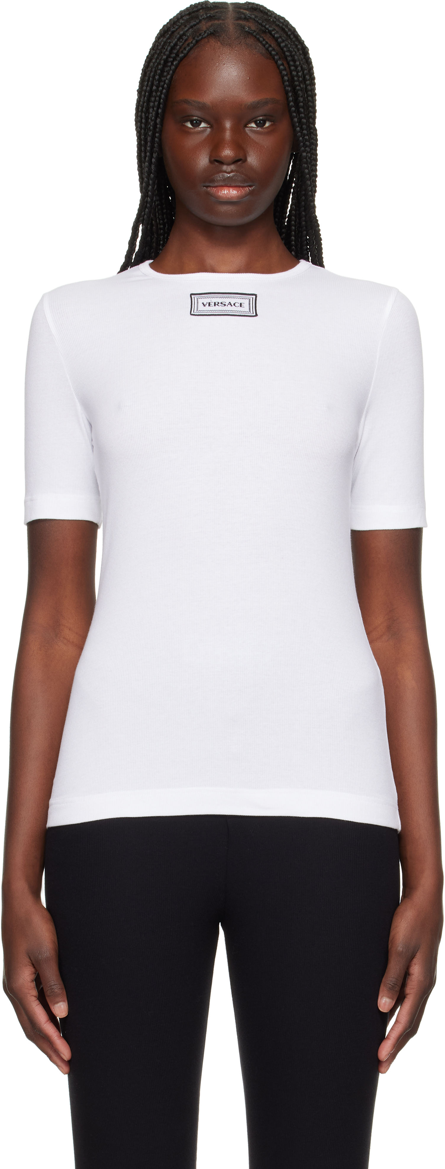 White Rib & Embroidery Patch T-shirt