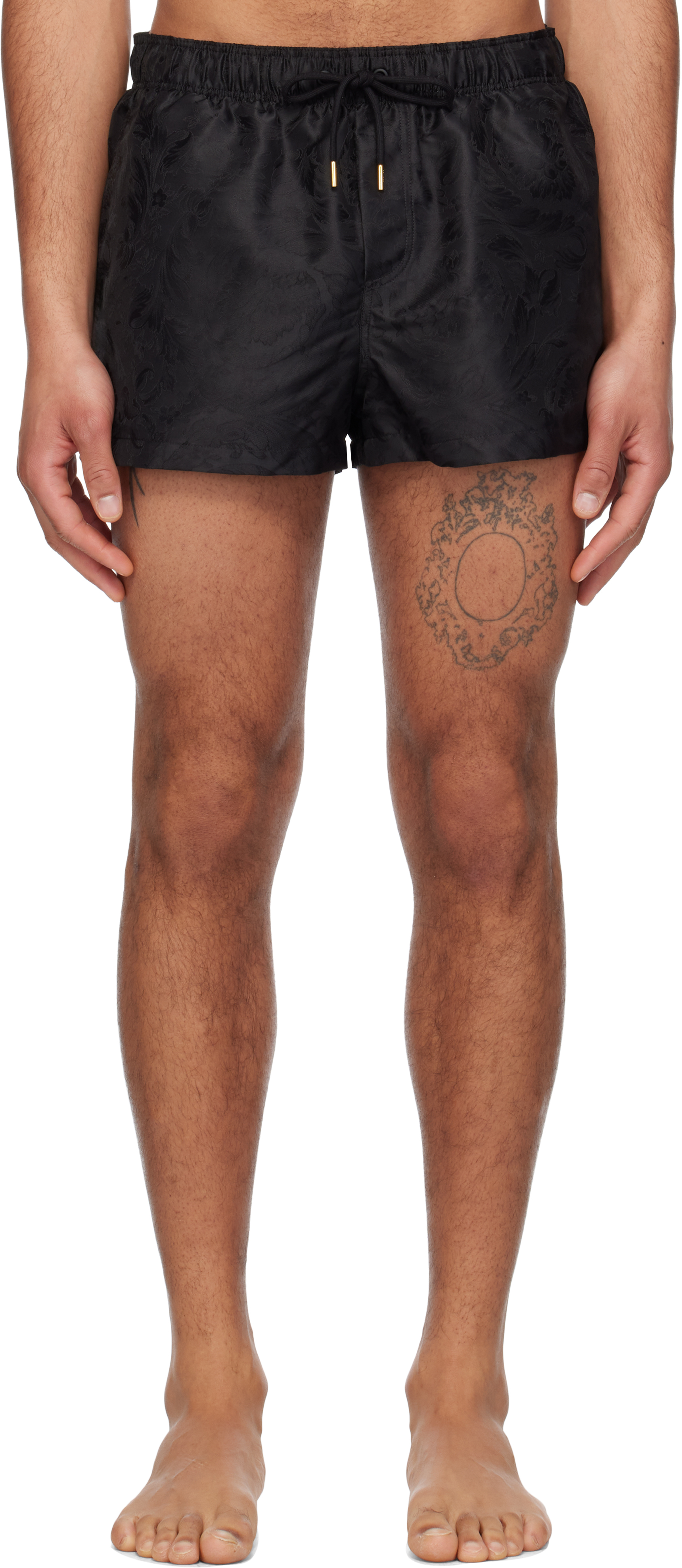 Black Barocco Jacquard Swim Shorts