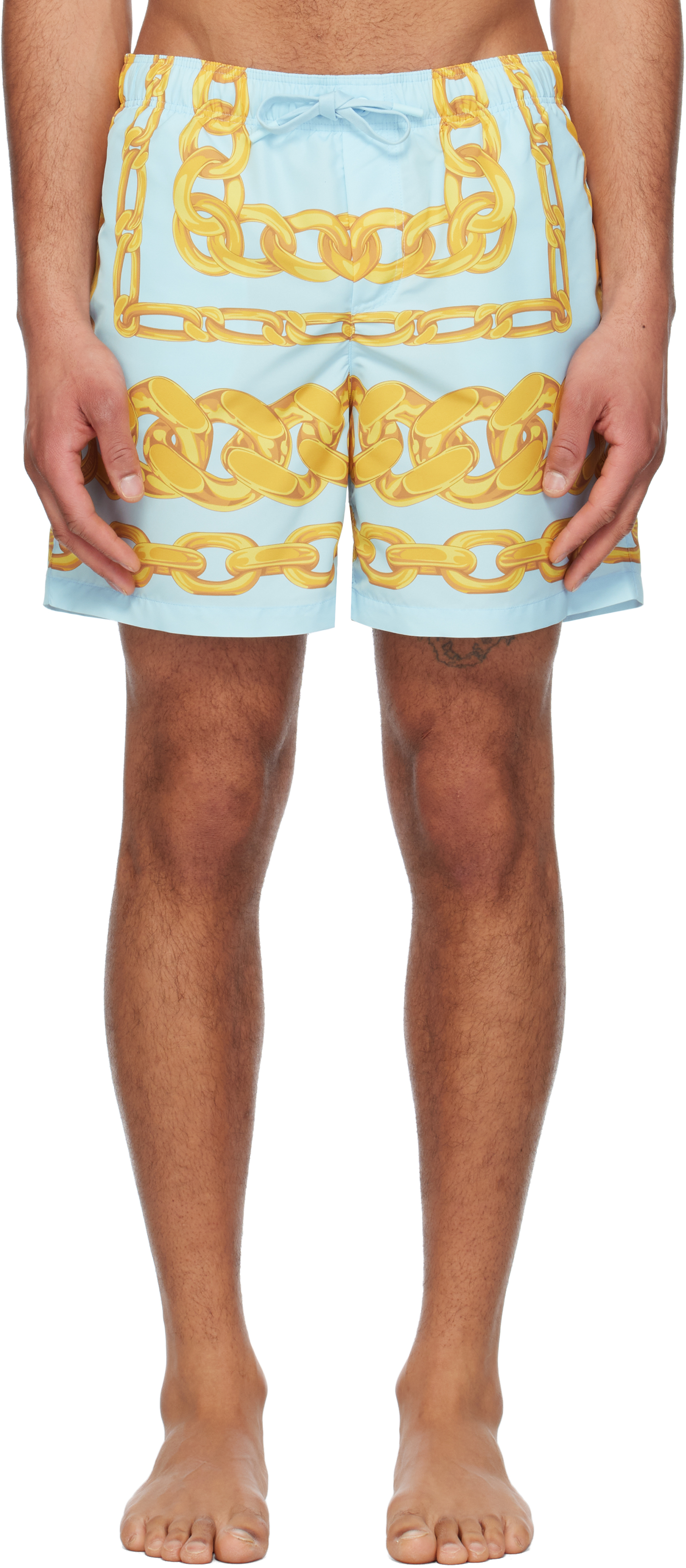 Black & Gray Medusa Chains Swim Shorts