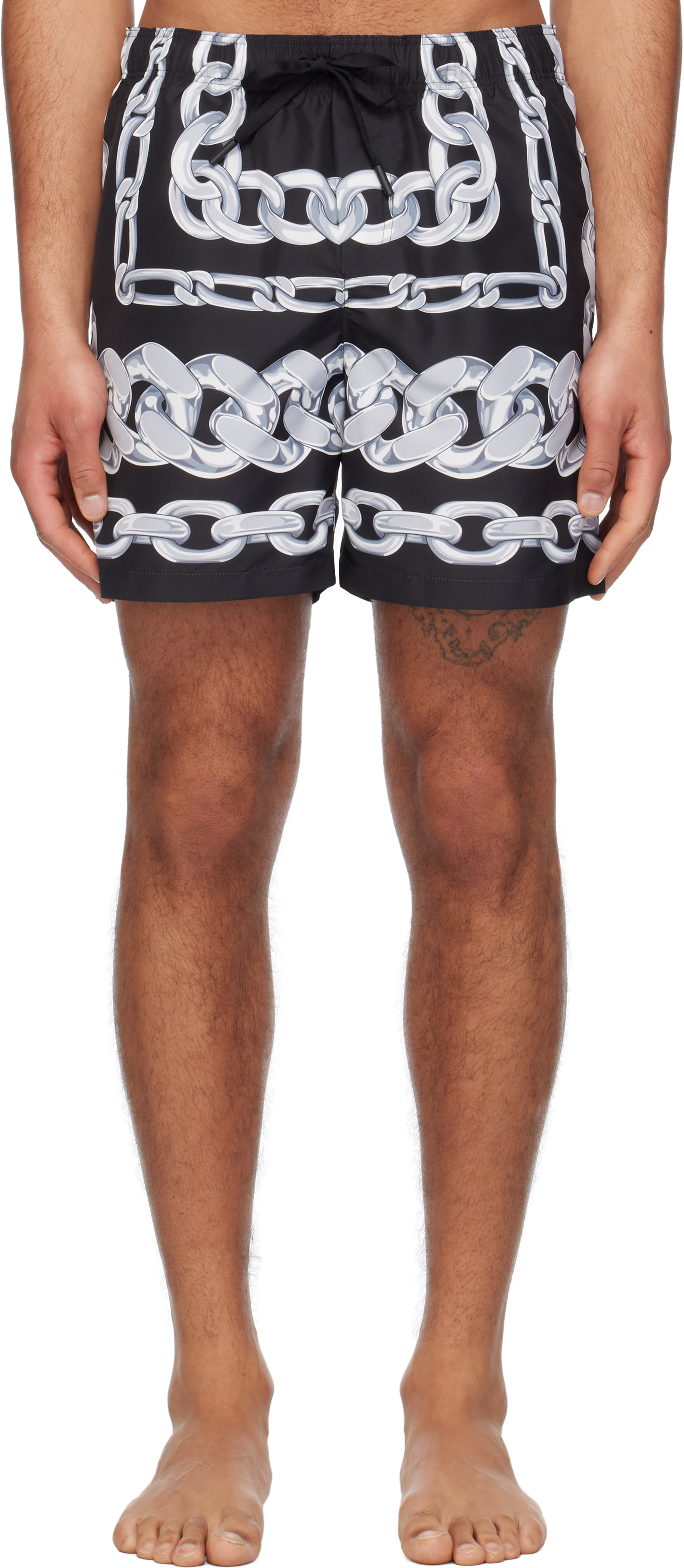 Versace Men Medusa Chains Silk Shorts In Black