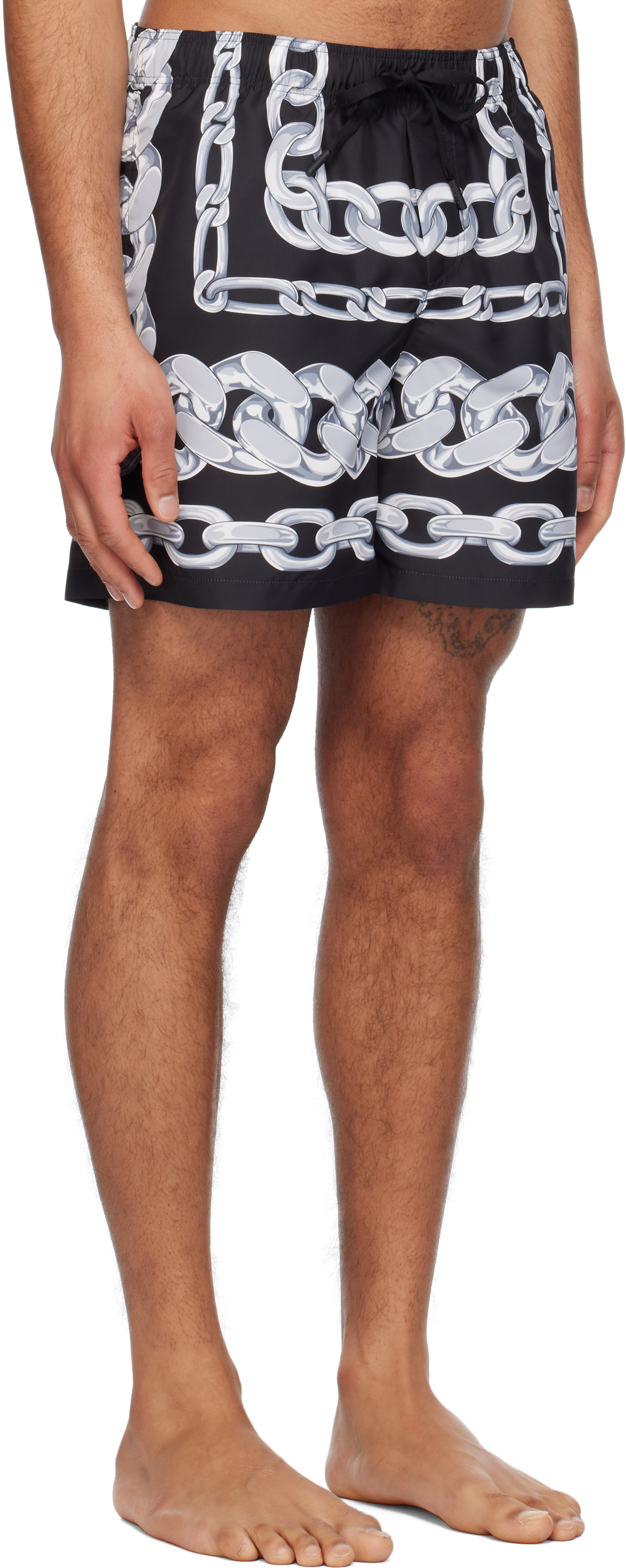 Versace Men Medusa Chains Silk Shorts In Black