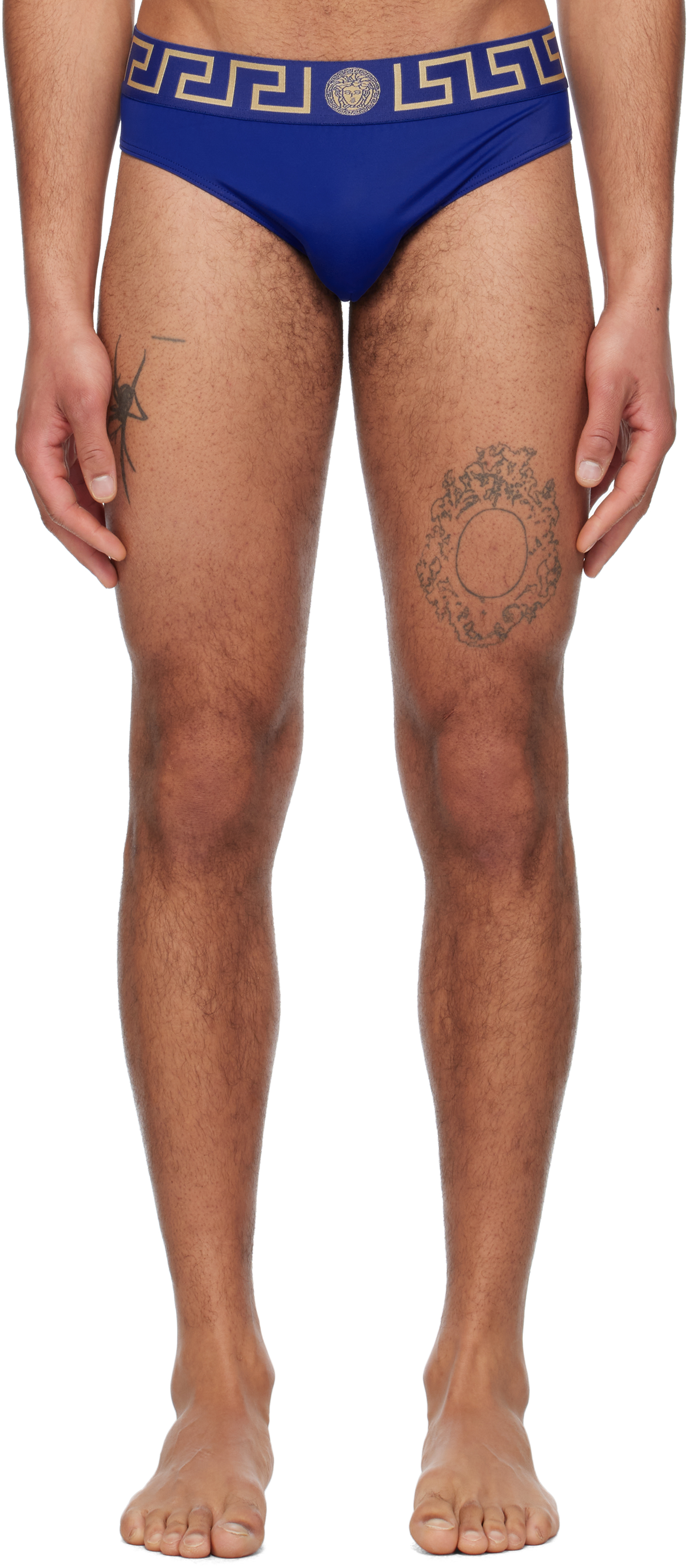 Versace Blue Greca Border Swim Briefs In A85k-bluette-gold
