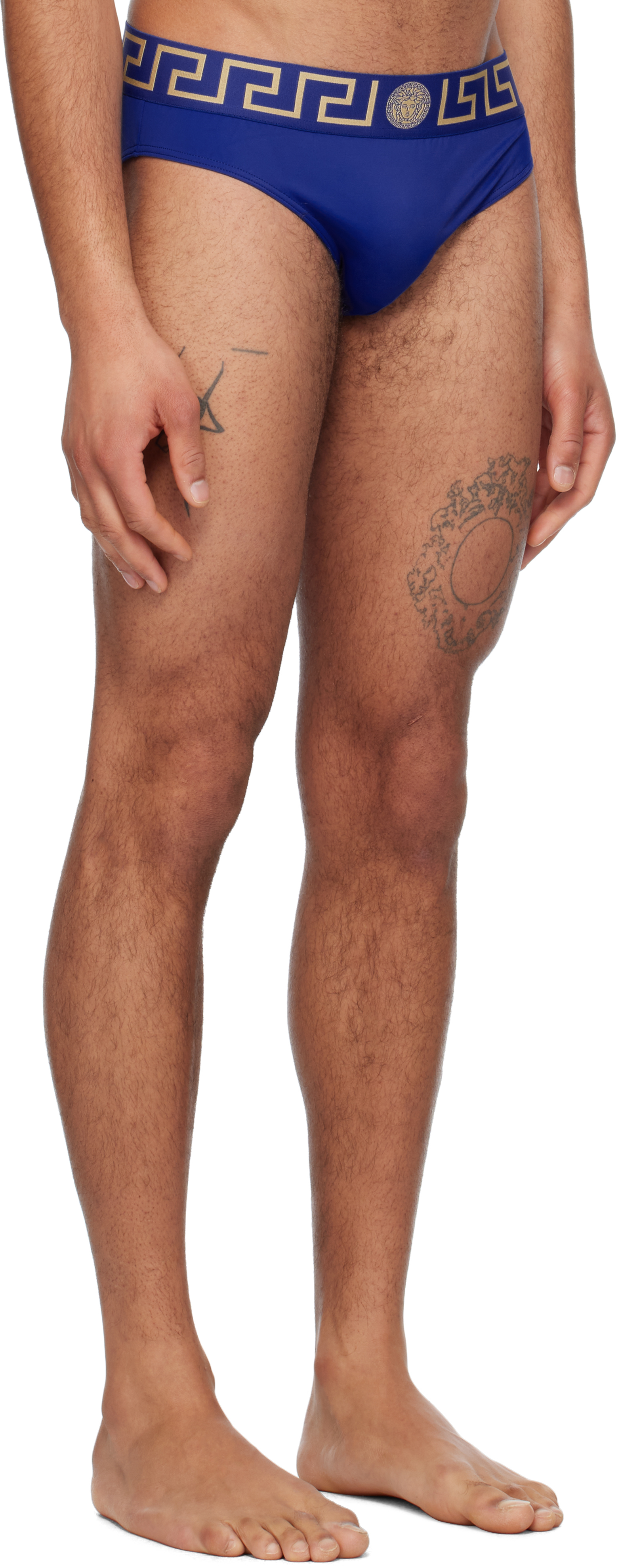 Versace Blue Greca Border Swim Briefs In A85k-bluette-gold