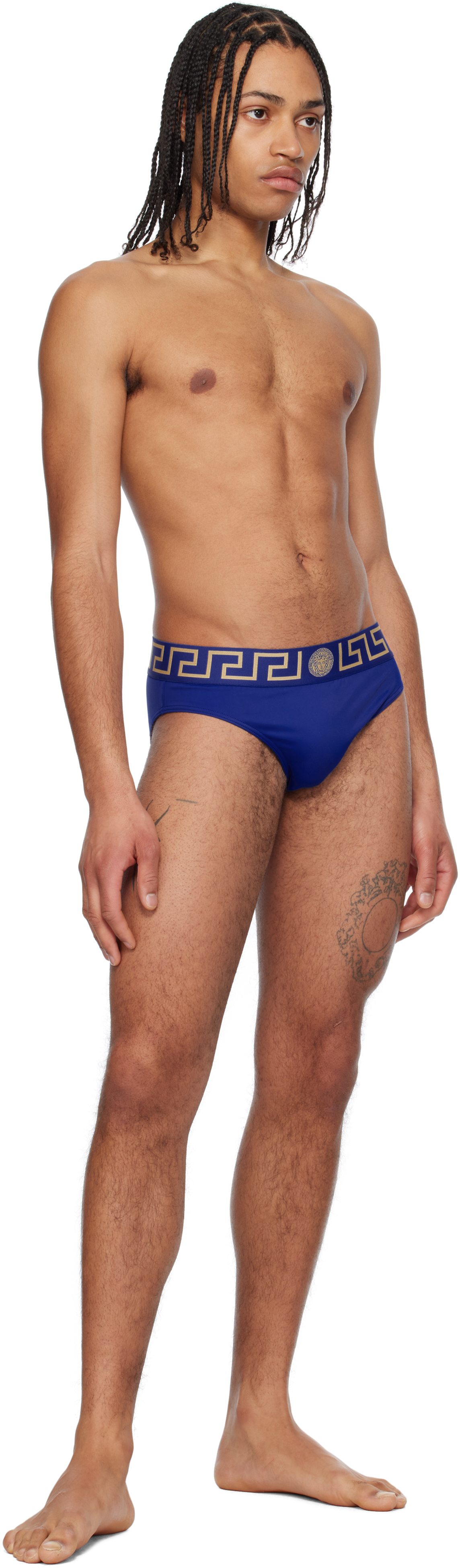 Versace Blue Greca Border Swim Briefs In A85k-bluette-gold