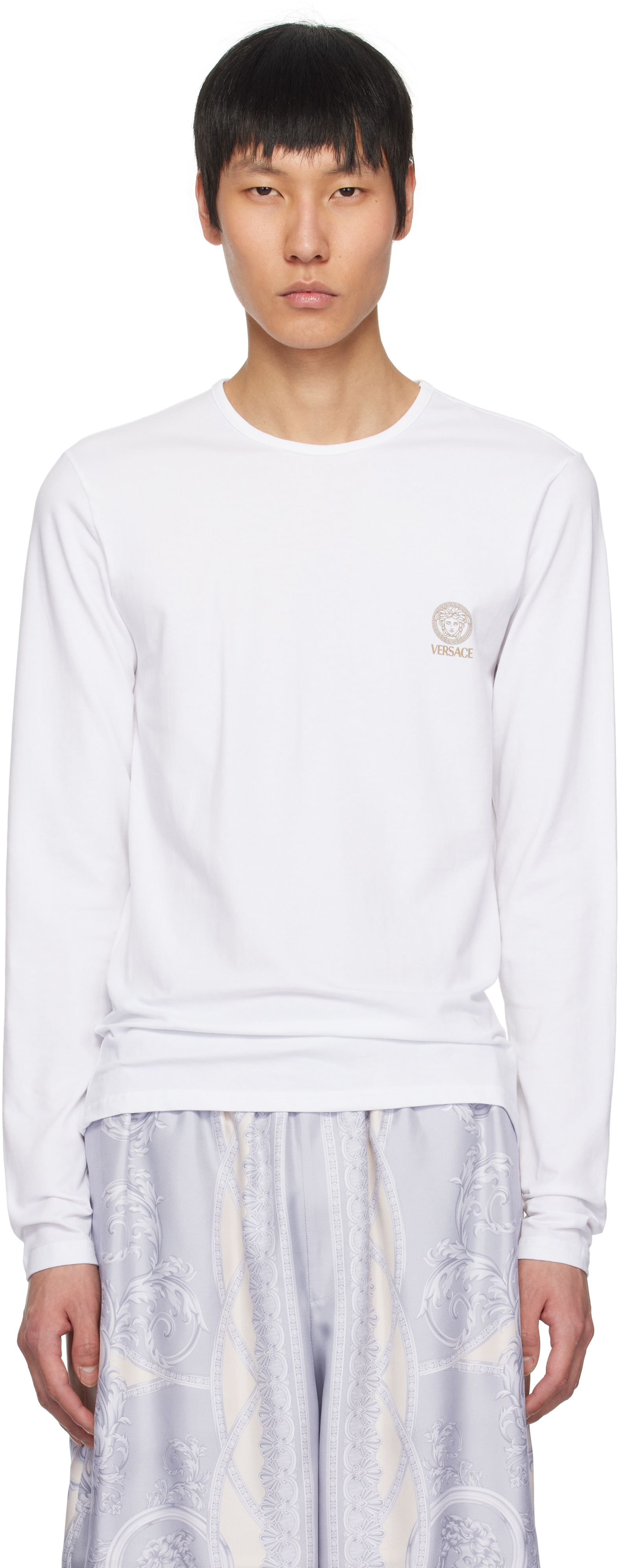 VERSACE UNDERWEAR メデューサ 長袖Tシャツ Versace Underwearのホワイト メドゥーサ 長袖Tシャツがセール中
