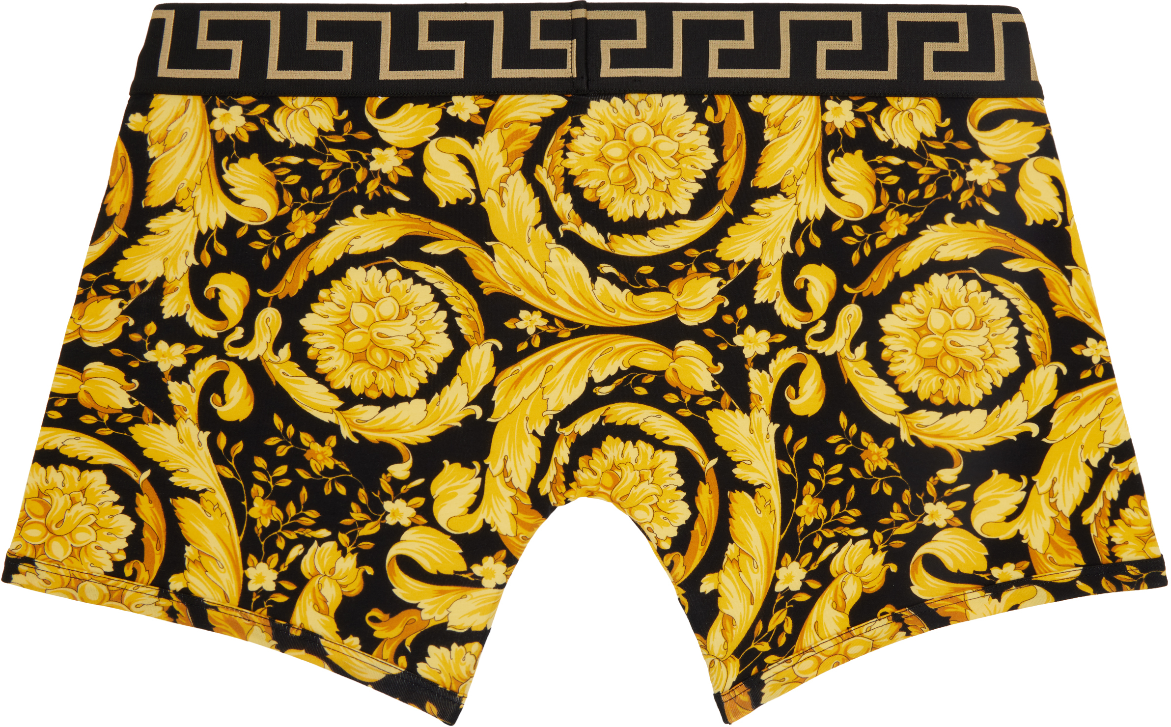 Versace Baroque Print Silk Loungewear Shorts In 5b010-black+print
