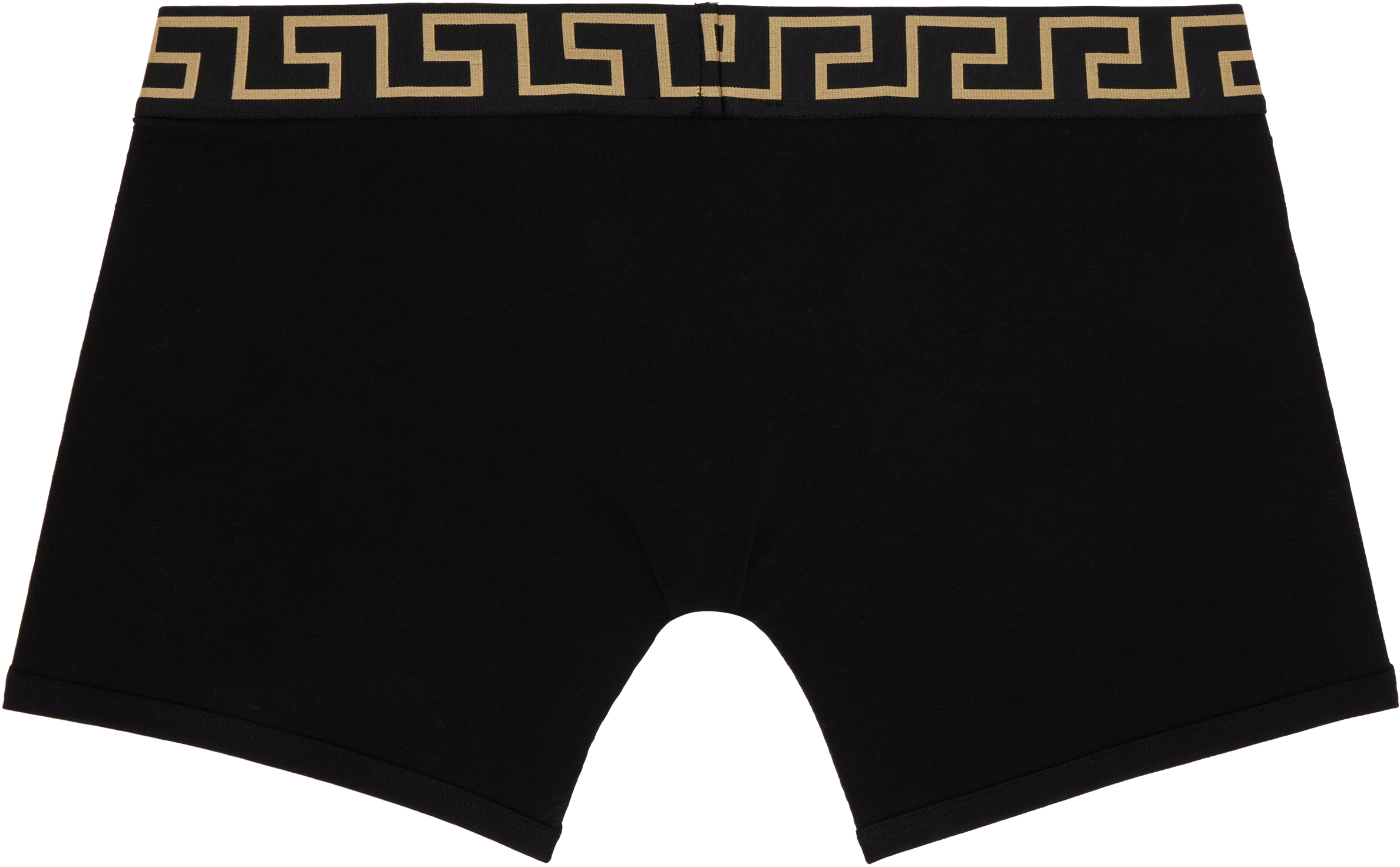 Versace Black Greca Border Long Boxer Briefs In A80g-black Gold Gree
