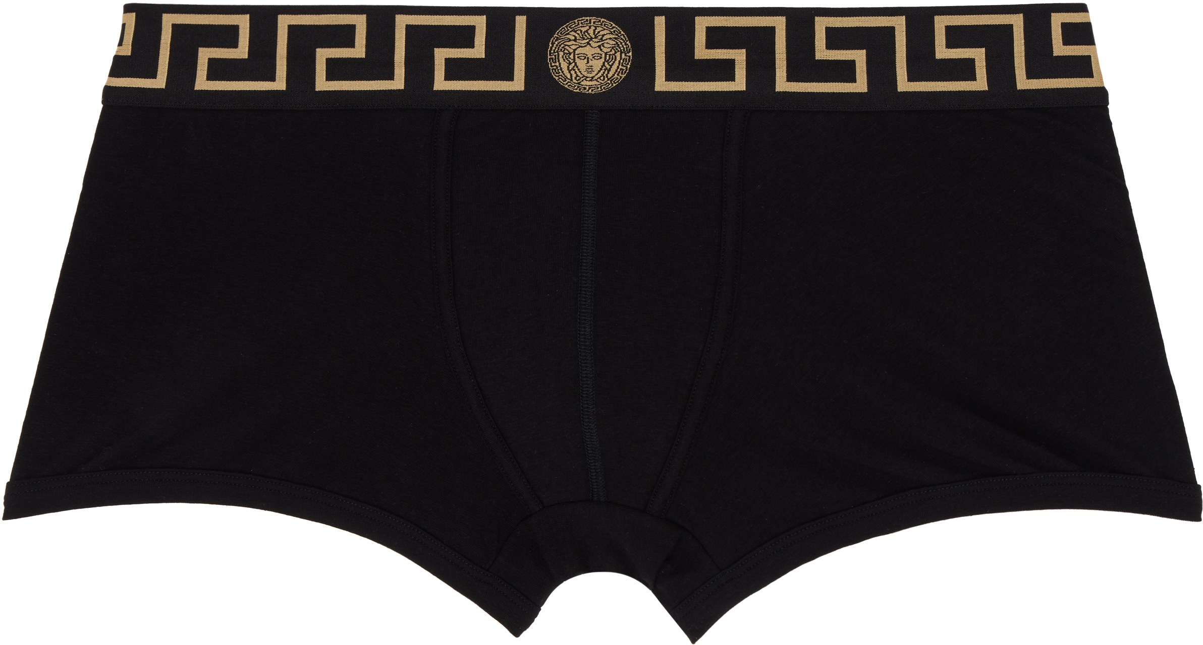 Versace Three-pack Black Greca Border Boxer Briefs In A80g-black Gold Gree