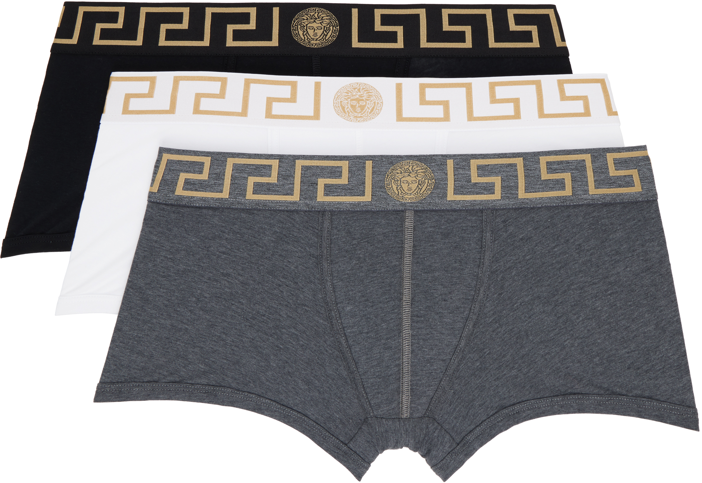 Three-Pack Multicolor Greca Border Boxer Briefs