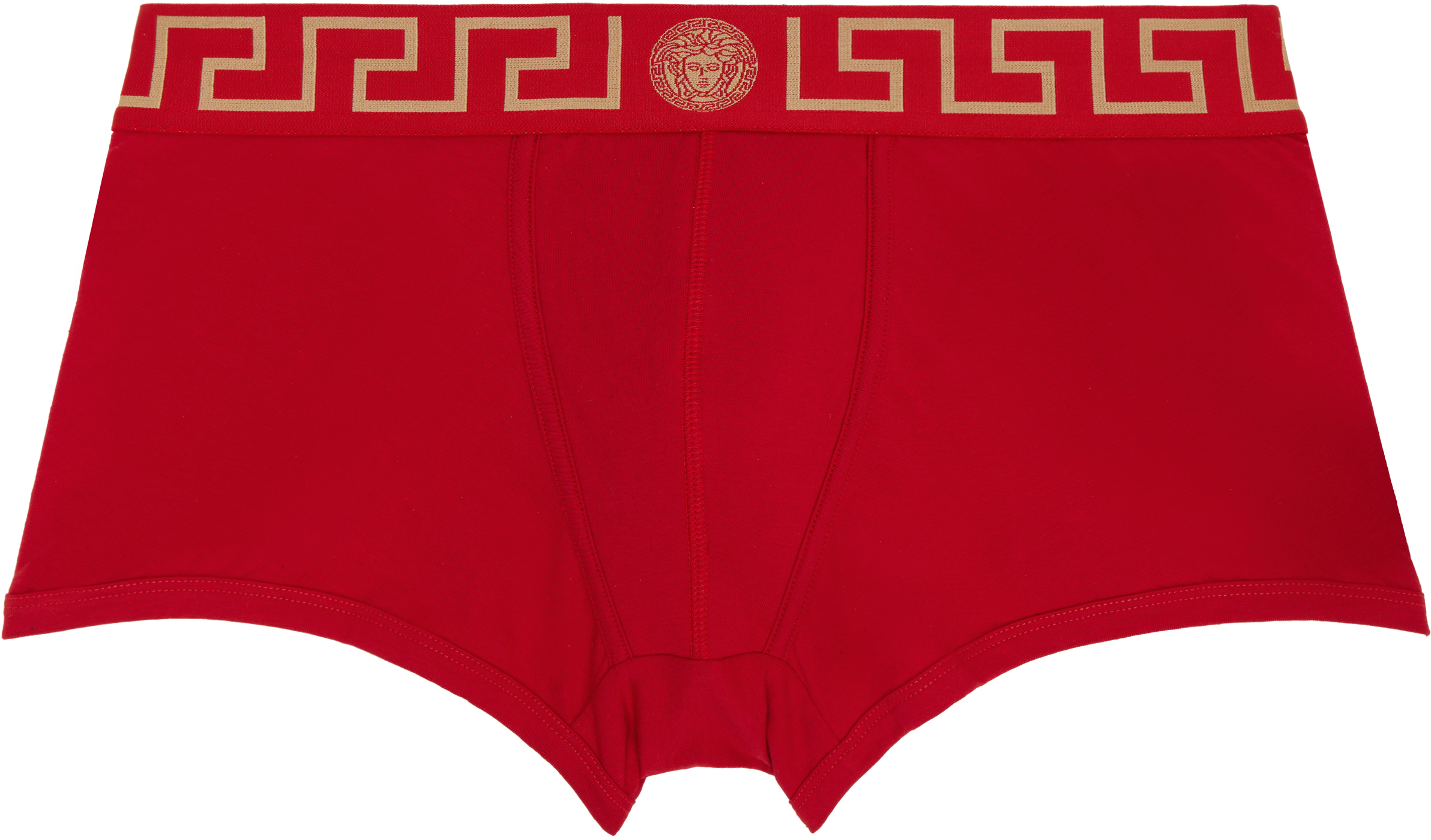Versace Red Greca Border Boxer Briefs In A9x2-red-gold