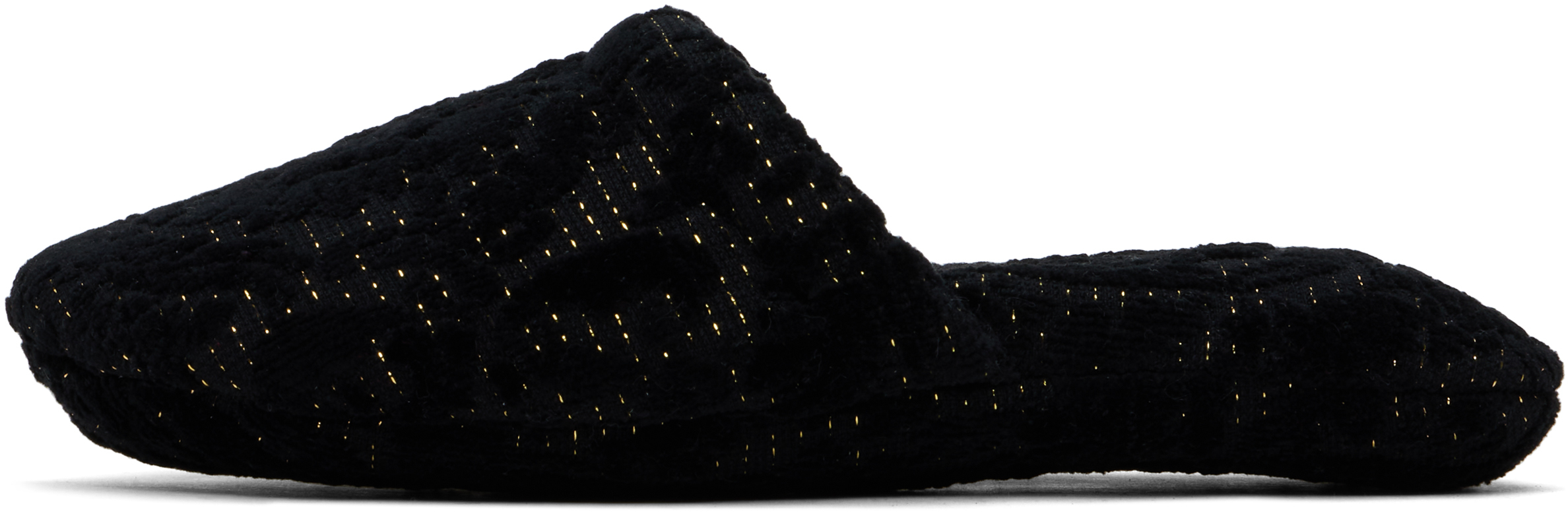 Versace Black Allover Towel Slippers In 1e880-anthracite