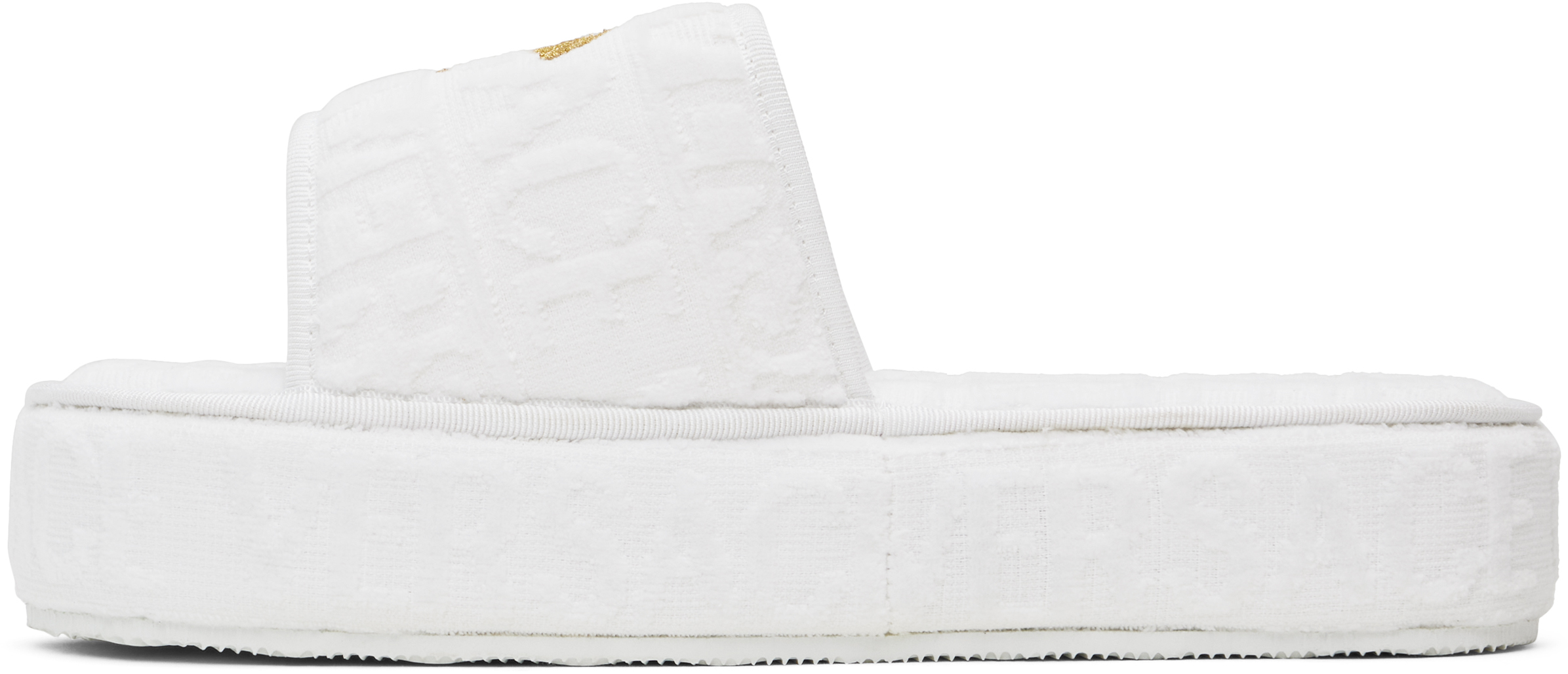 Versace White '' Allover Slippers In Z4001-white