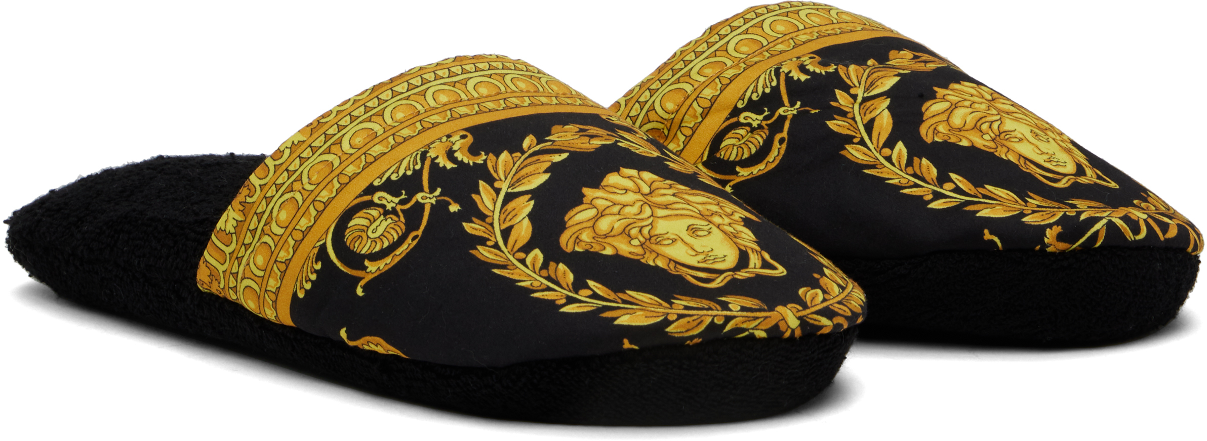 Versace Large I Love Baroque Slippers In Z4800-black