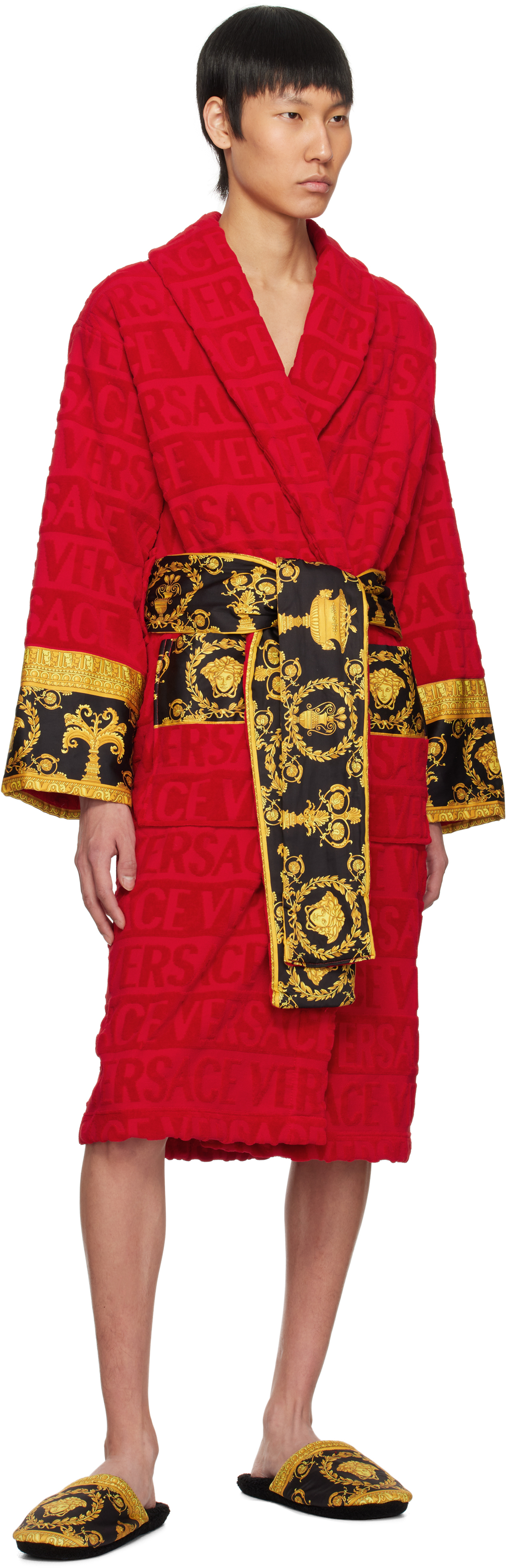 Versace Large I Love Baroque Slippers In Z4800-black
