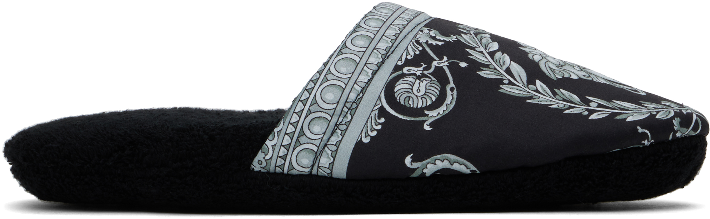 Versace Black & Gray 'i Heart Baroque' Slippers In 5b780-black+black