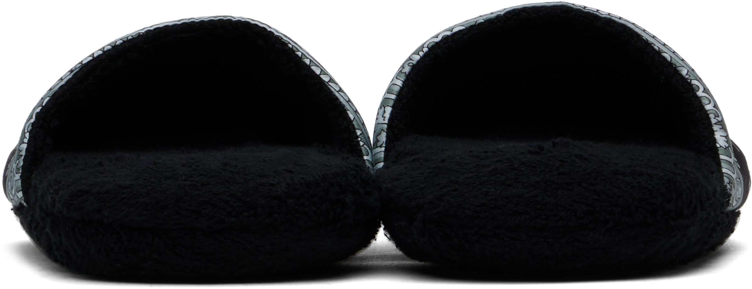 Versace Black & Gray 'i Heart Baroque' Slippers In 5b780-black+black