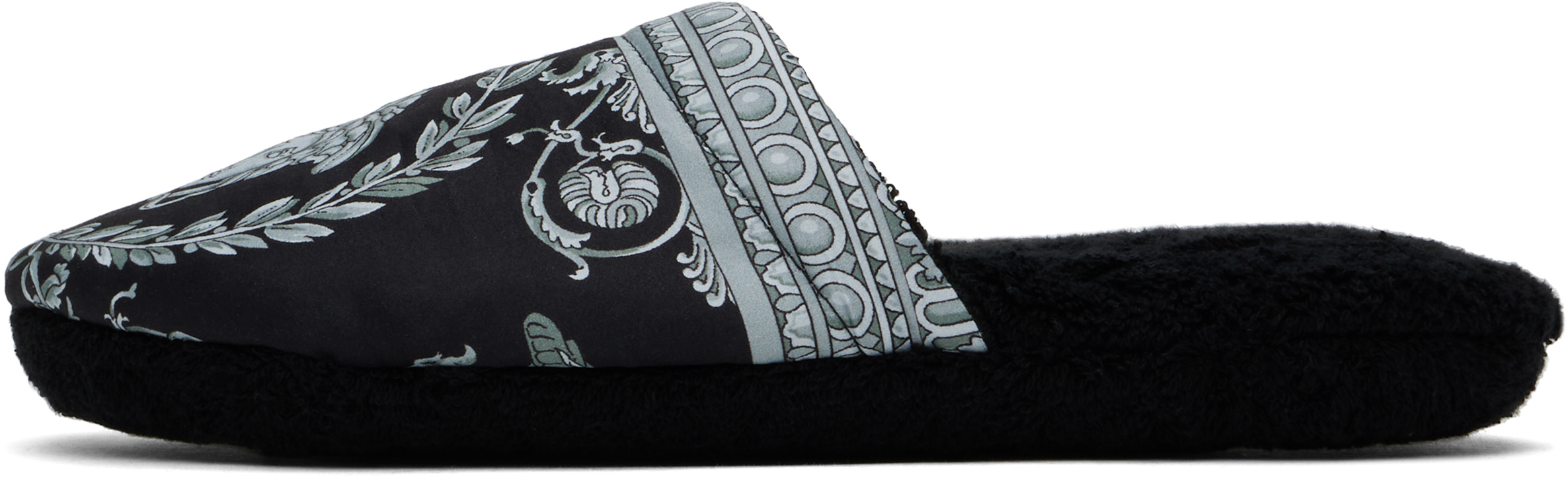 Versace Black & Gray 'i Heart Baroque' Slippers In 5b780-black+black