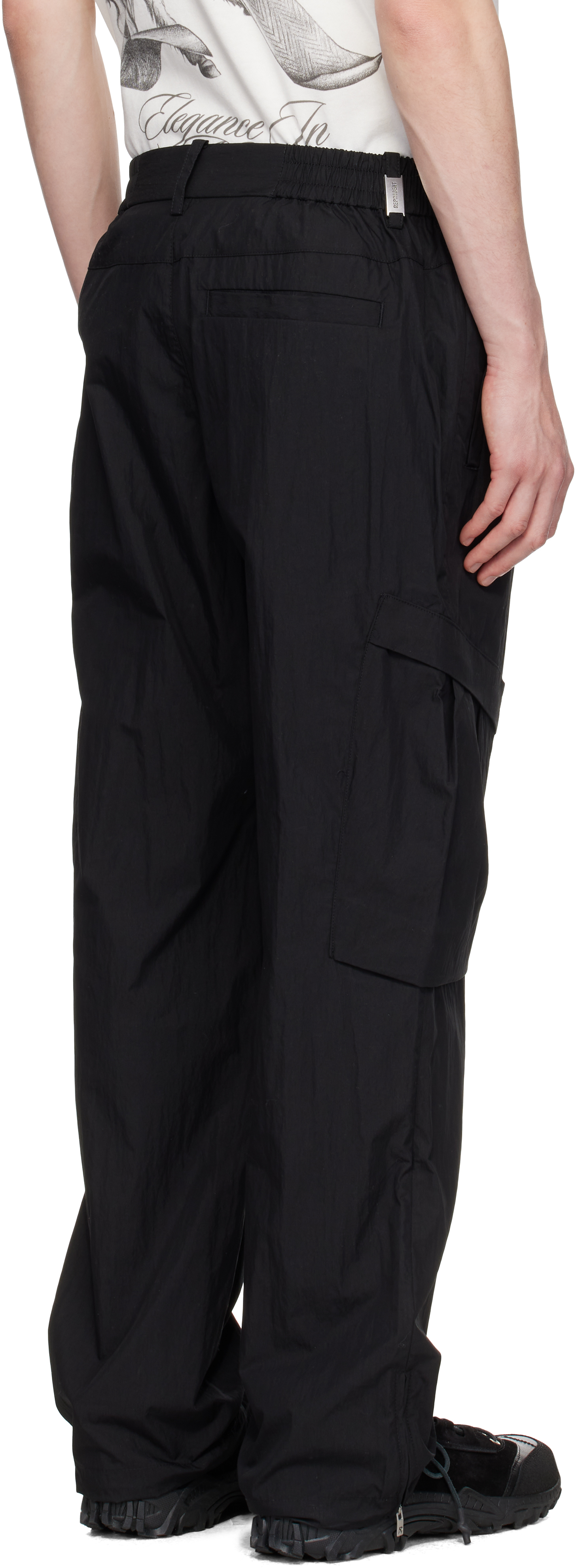 Represent Black Tech Cargo Pants In Jet Black